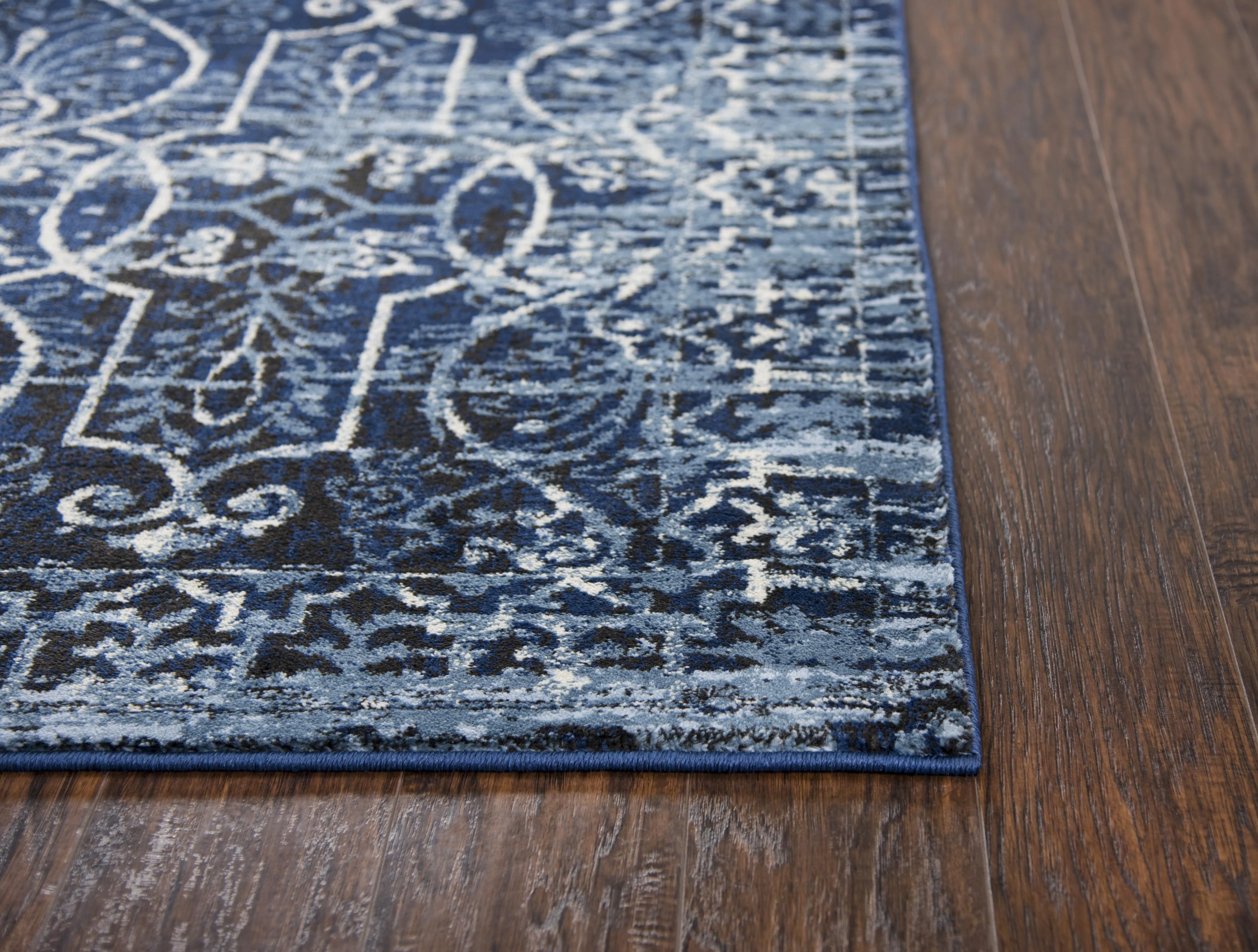 Denim Scrollwork Power Loomed Area Rug - Image 5
