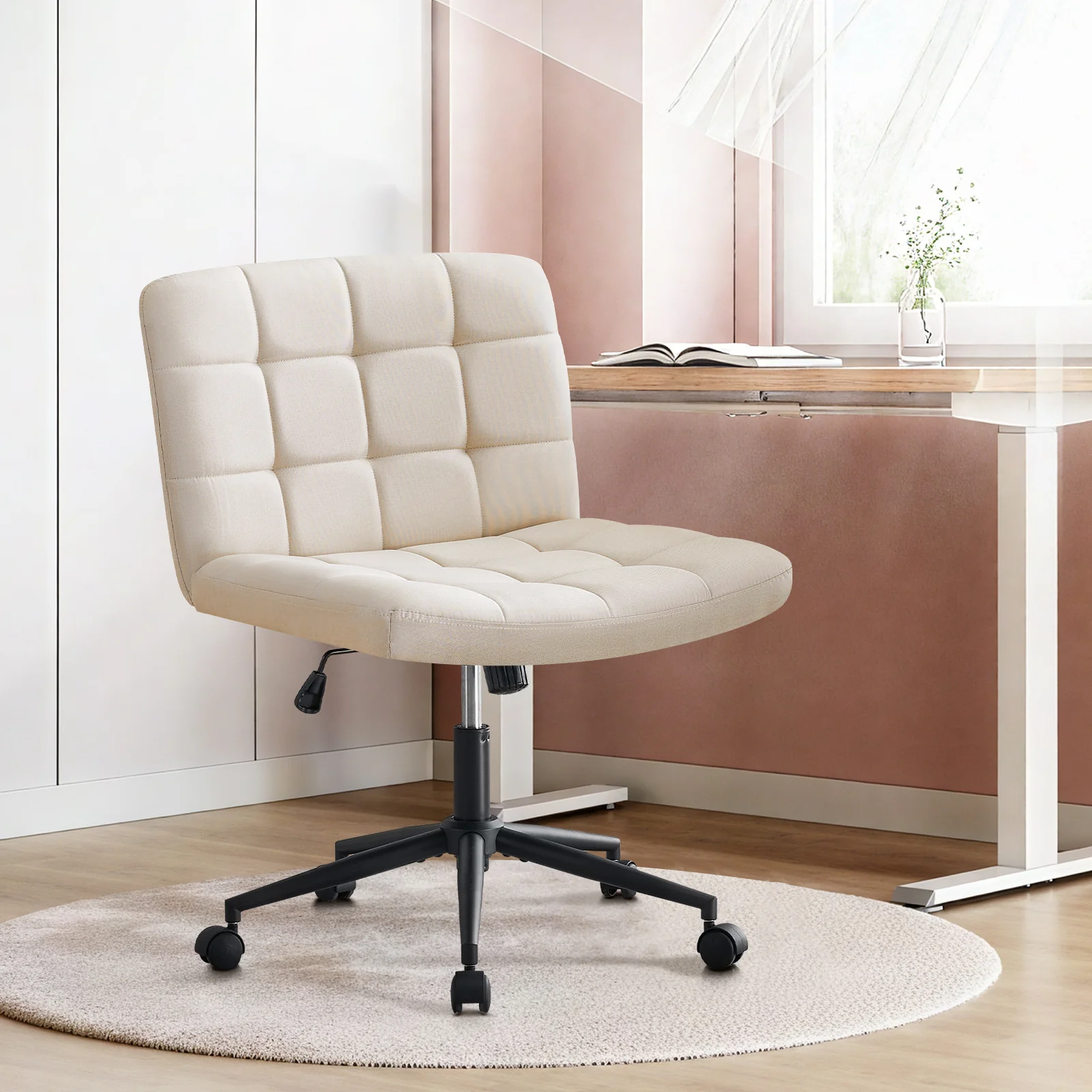 Desk Chair with Wheels, Armless Desk Chair, Adjustable Height 360° Rolling Swivel - Image 2