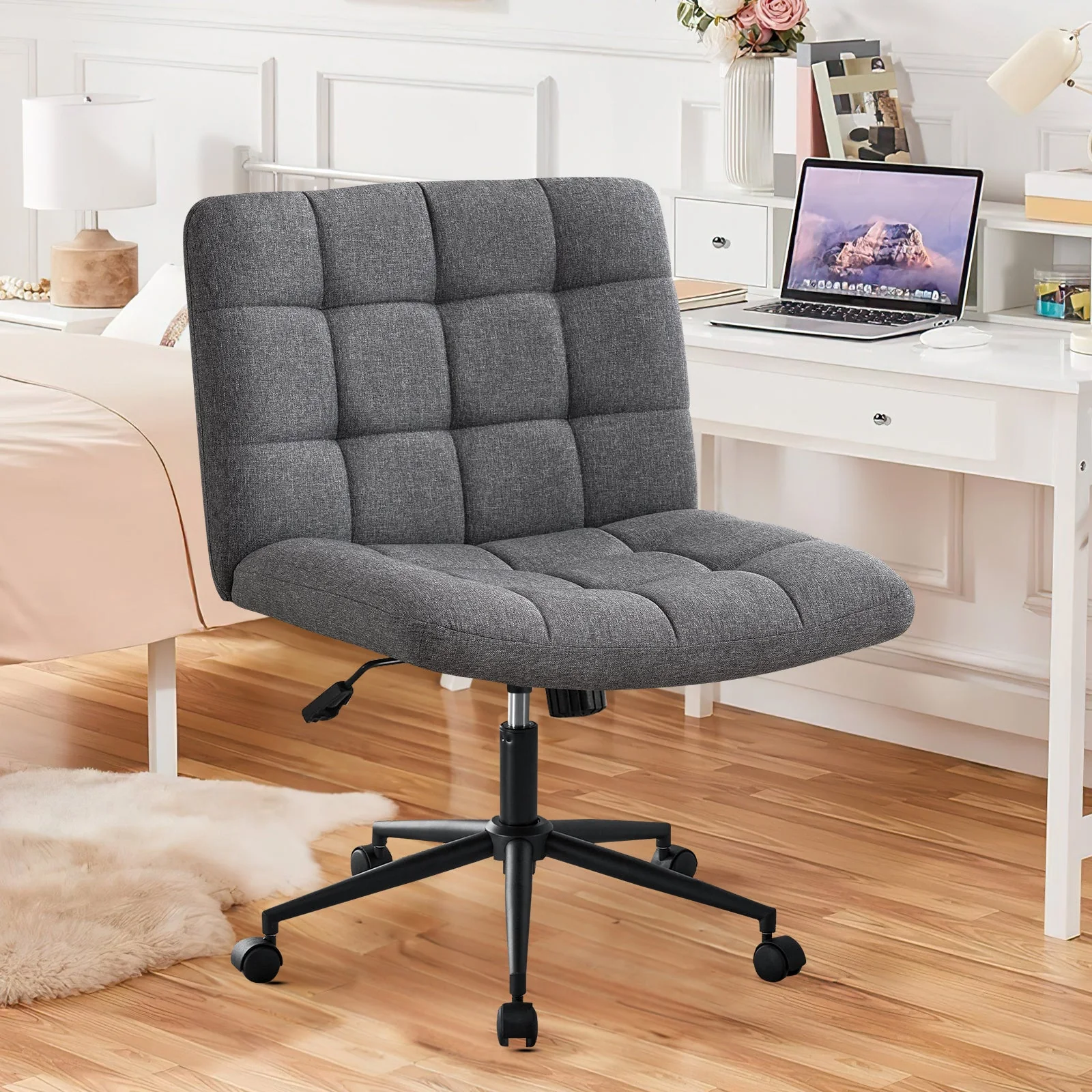 Desk Chair with Wheels, Armless Desk Chair, Adjustable Height 360° Rolling Swivel - Image 25