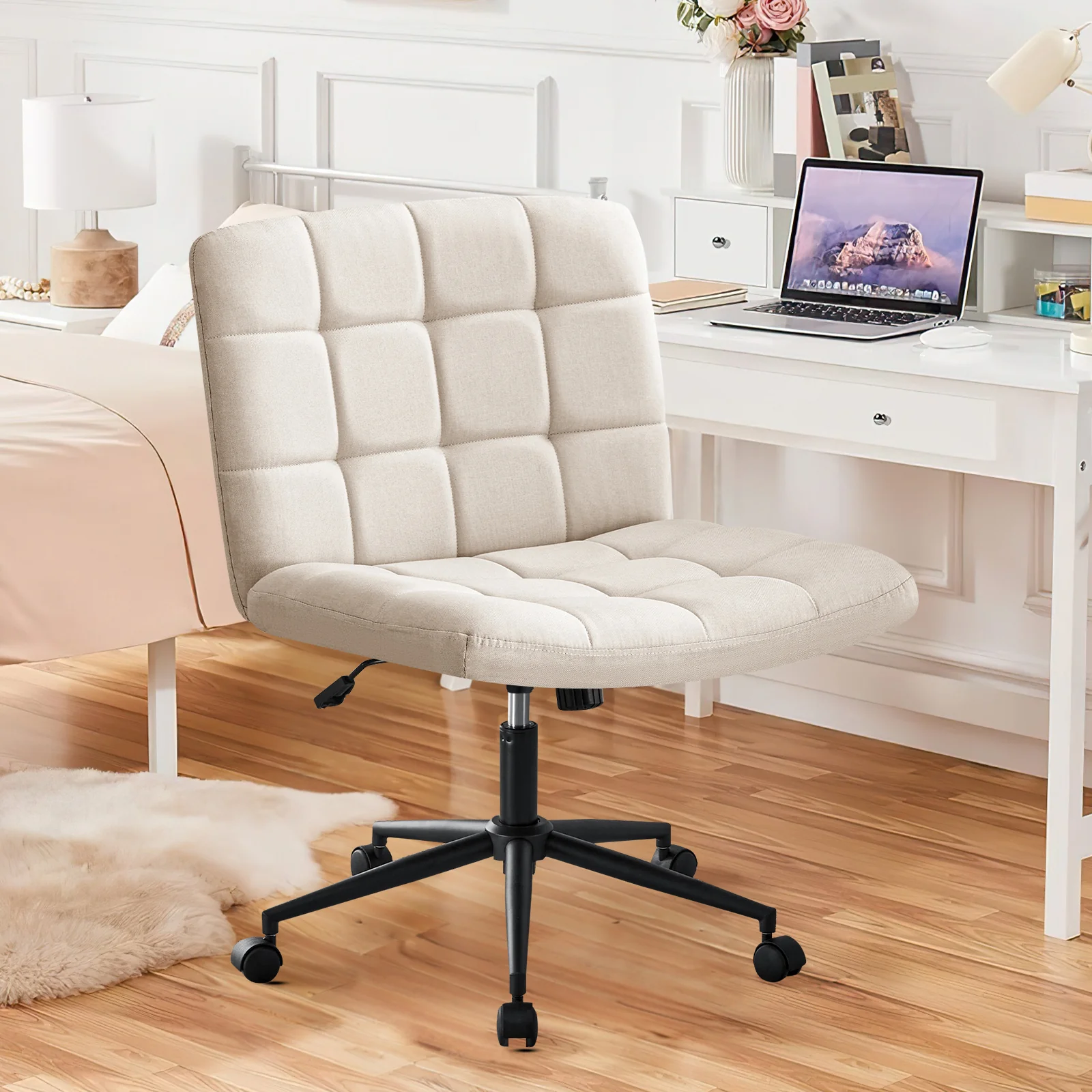 Desk Chair with Wheels, Armless Desk Chair, Adjustable Height 360° Rolling Swivel - Image 3