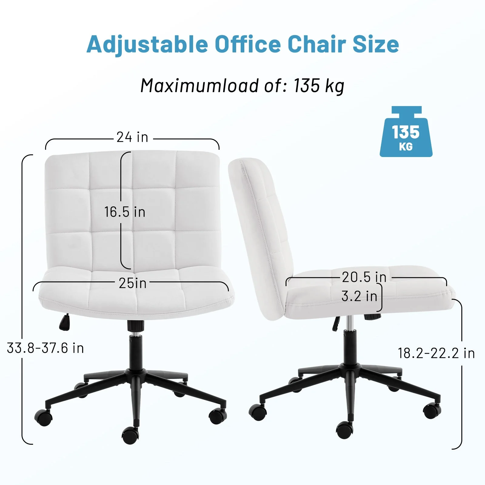 Desk Chair with Wheels, Armless Desk Chair, Adjustable Height 360° Rolling Swivel - Image 35