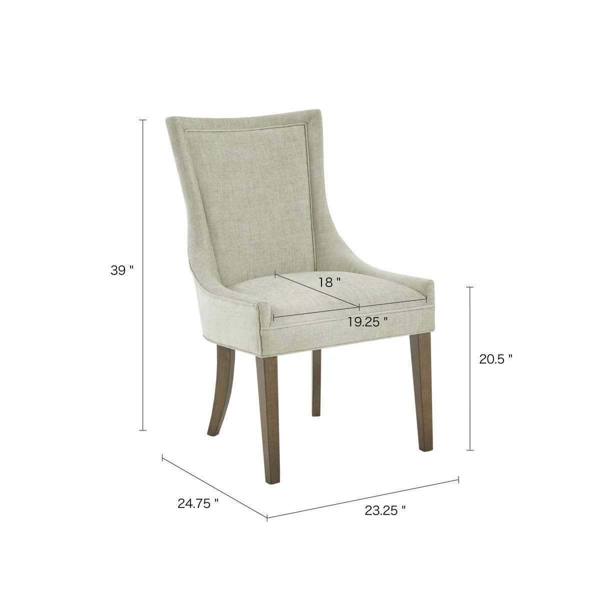 Dining Chair with High Back and Solid Wood Legs, Set of 2 - Image 8