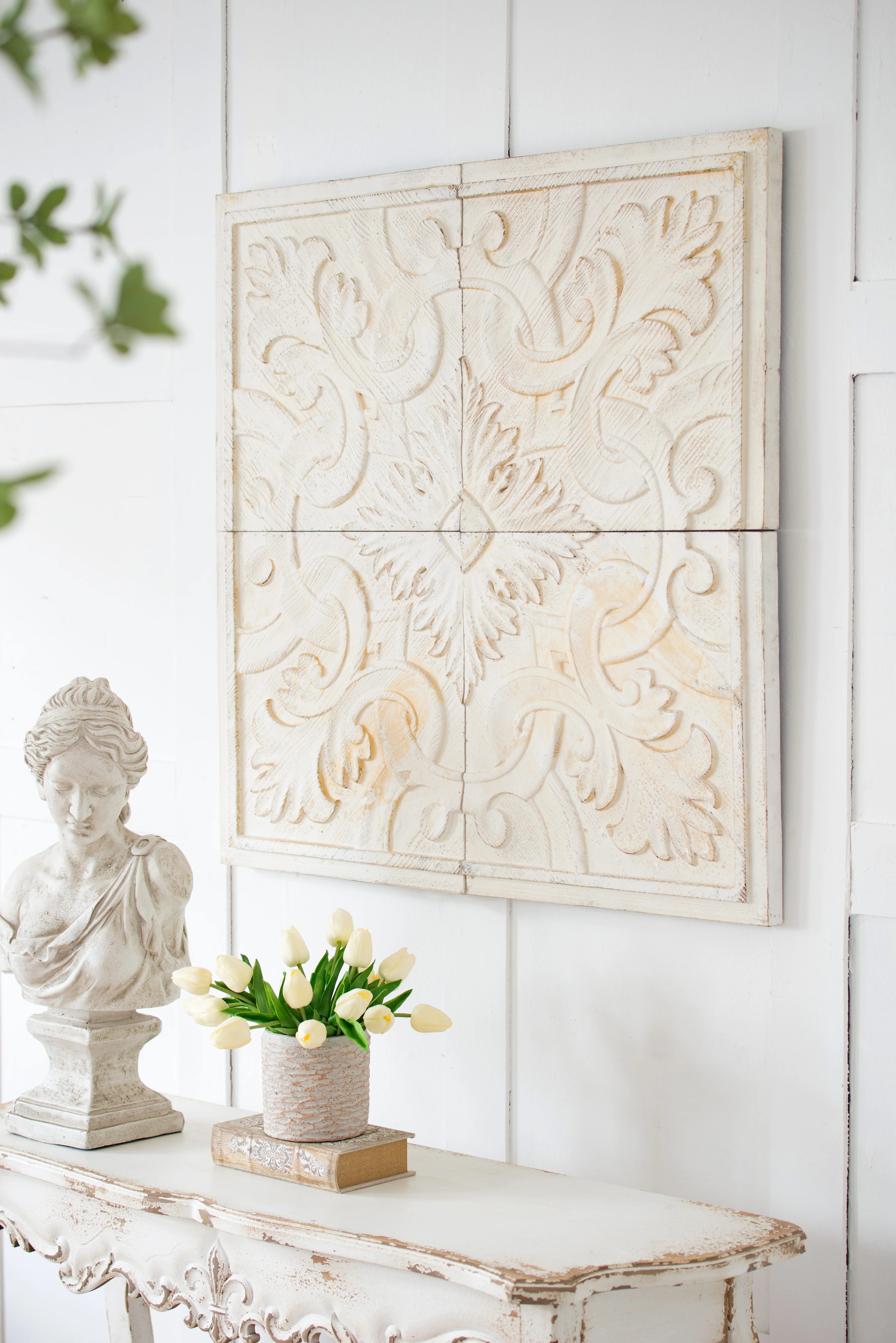 Distressed Wooden Square Wall Panels, Set of 4 - Image 3