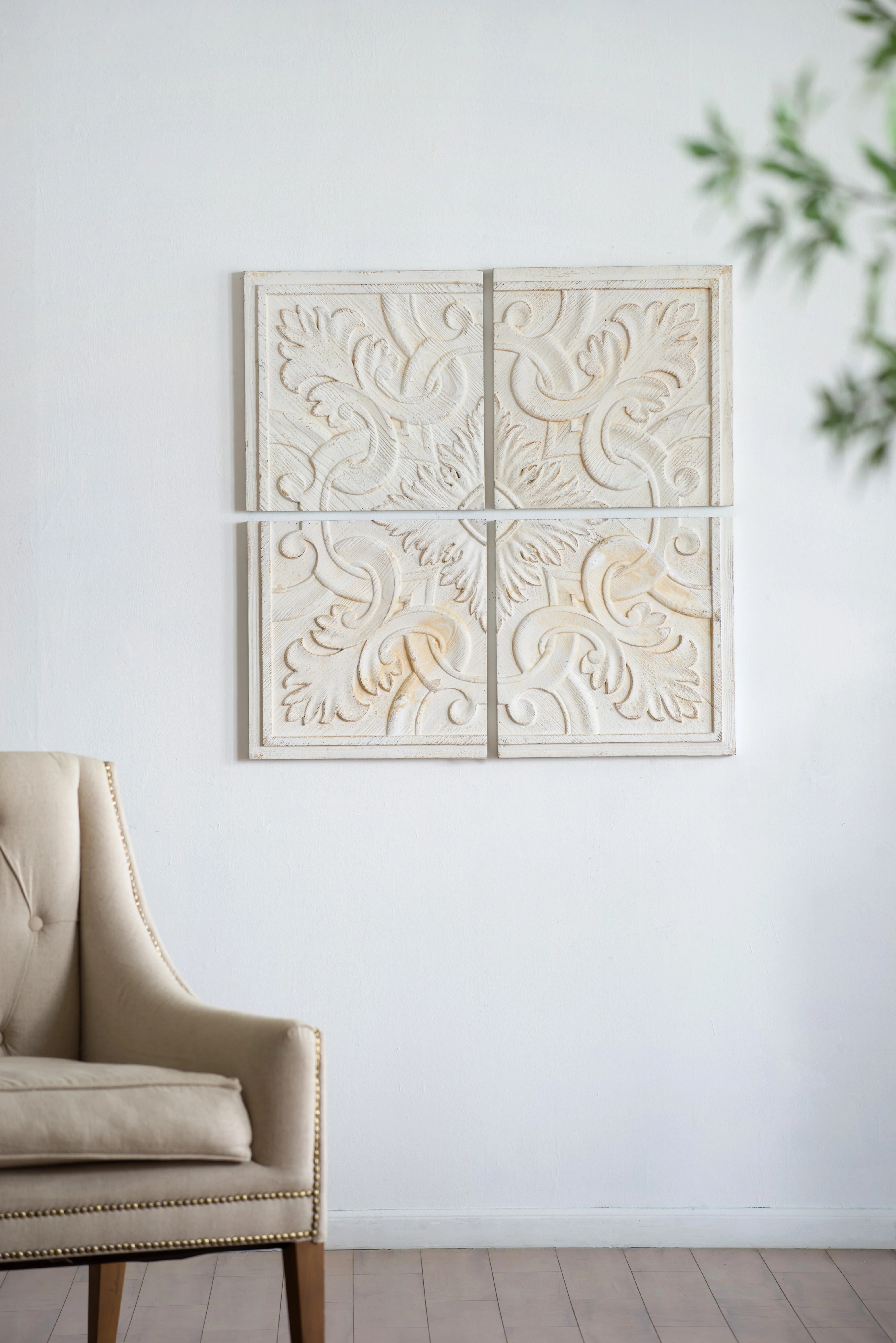 Distressed Wooden Square Wall Panels, Set of 4 - Image 4