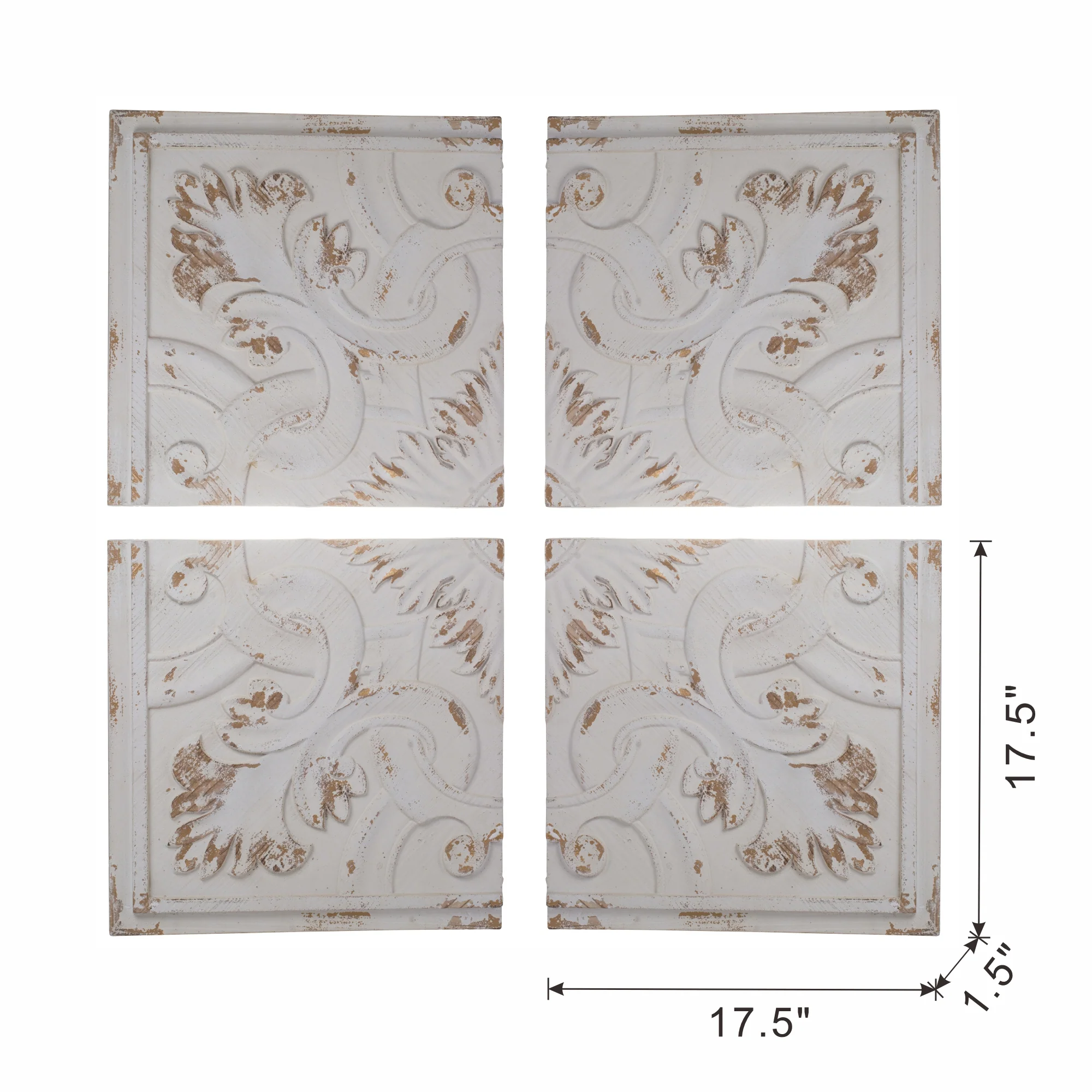 Distressed Wooden Square Wall Panels, Set of 4 - Image 7