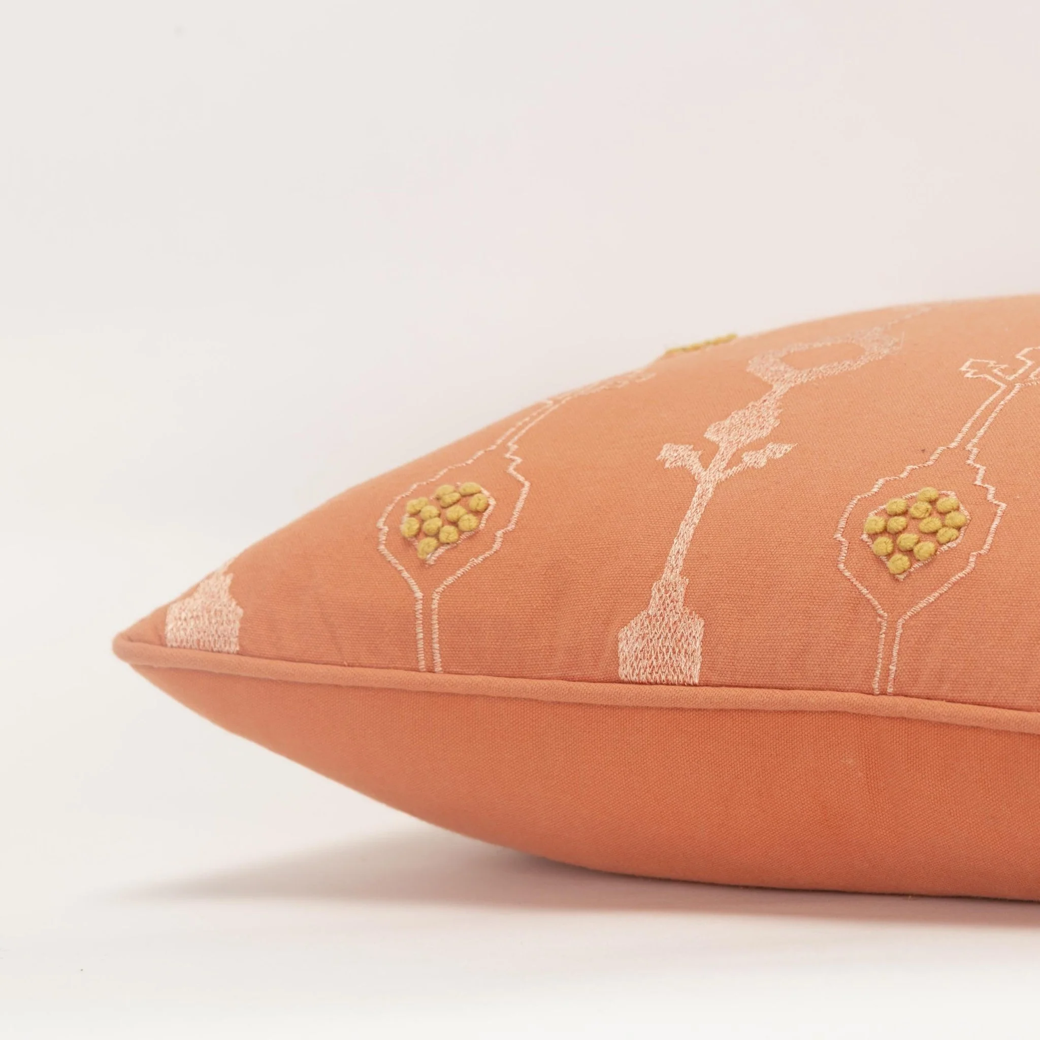 Embroidered Cotton Botanical Decorative Throw Pillow - Image 5