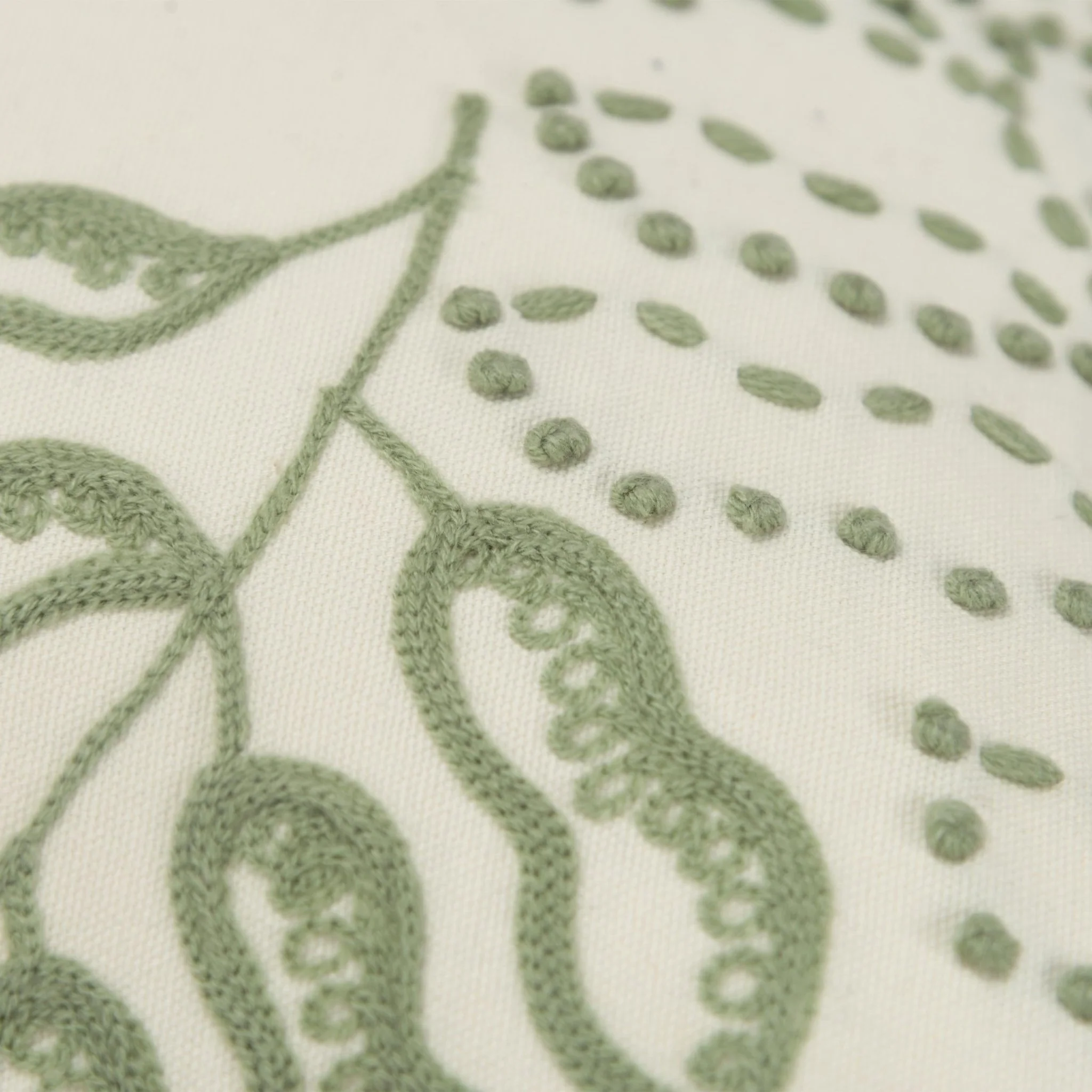 Embroidered Cotton Botanical Decorative Throw Pillow - Image 3