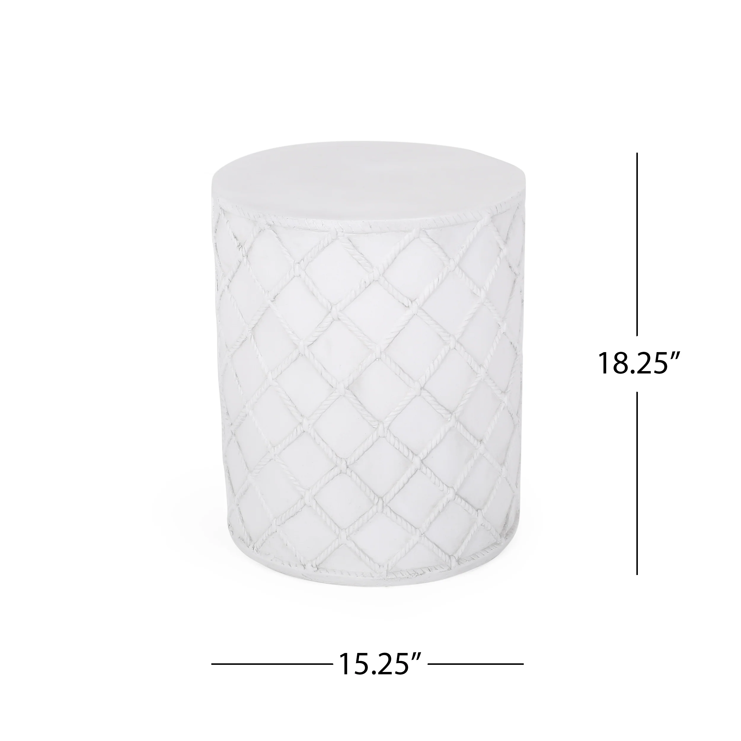 Round Rope-Design Outdoor Side Table - Image 5