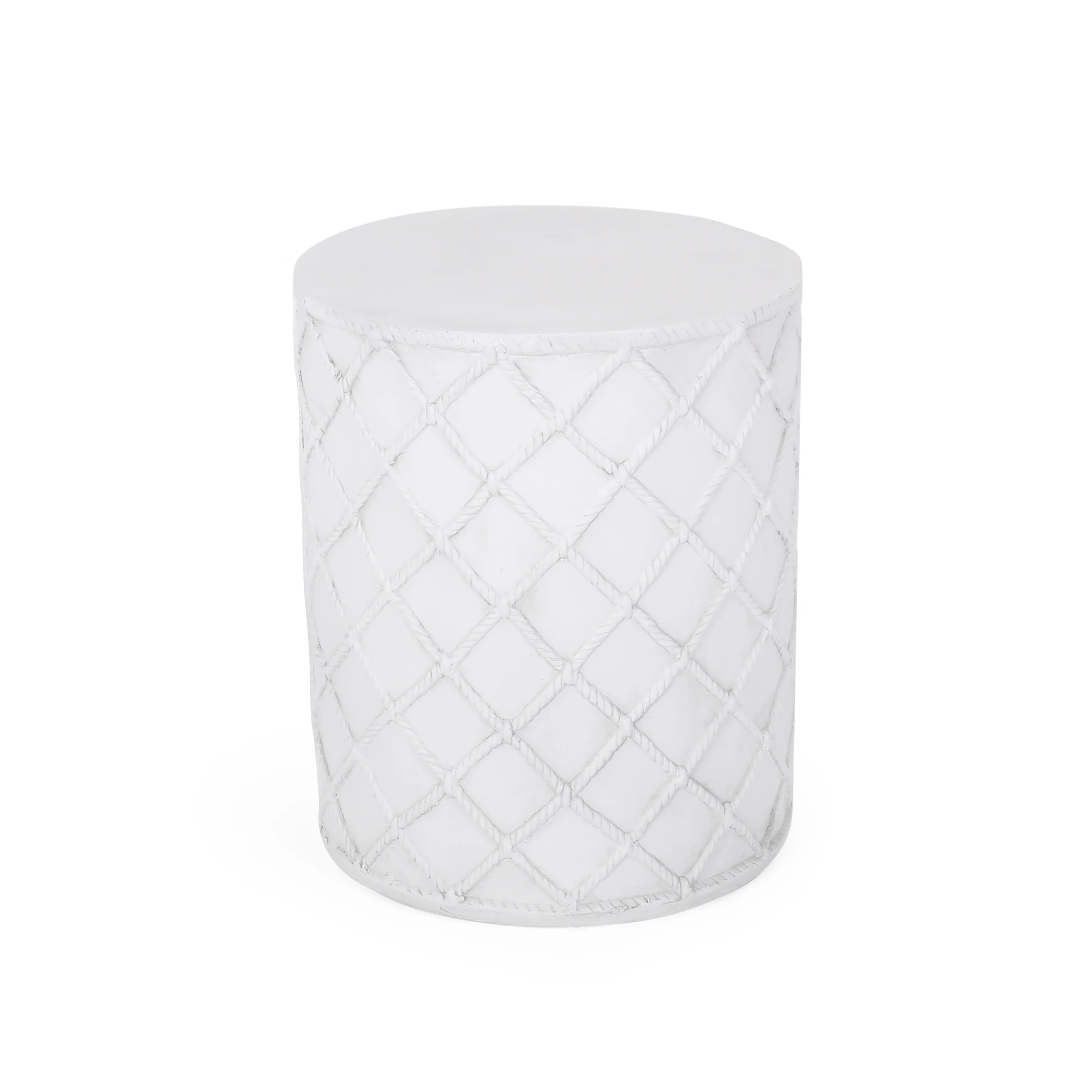 Round Rope-Design Outdoor Side Table - Image 6