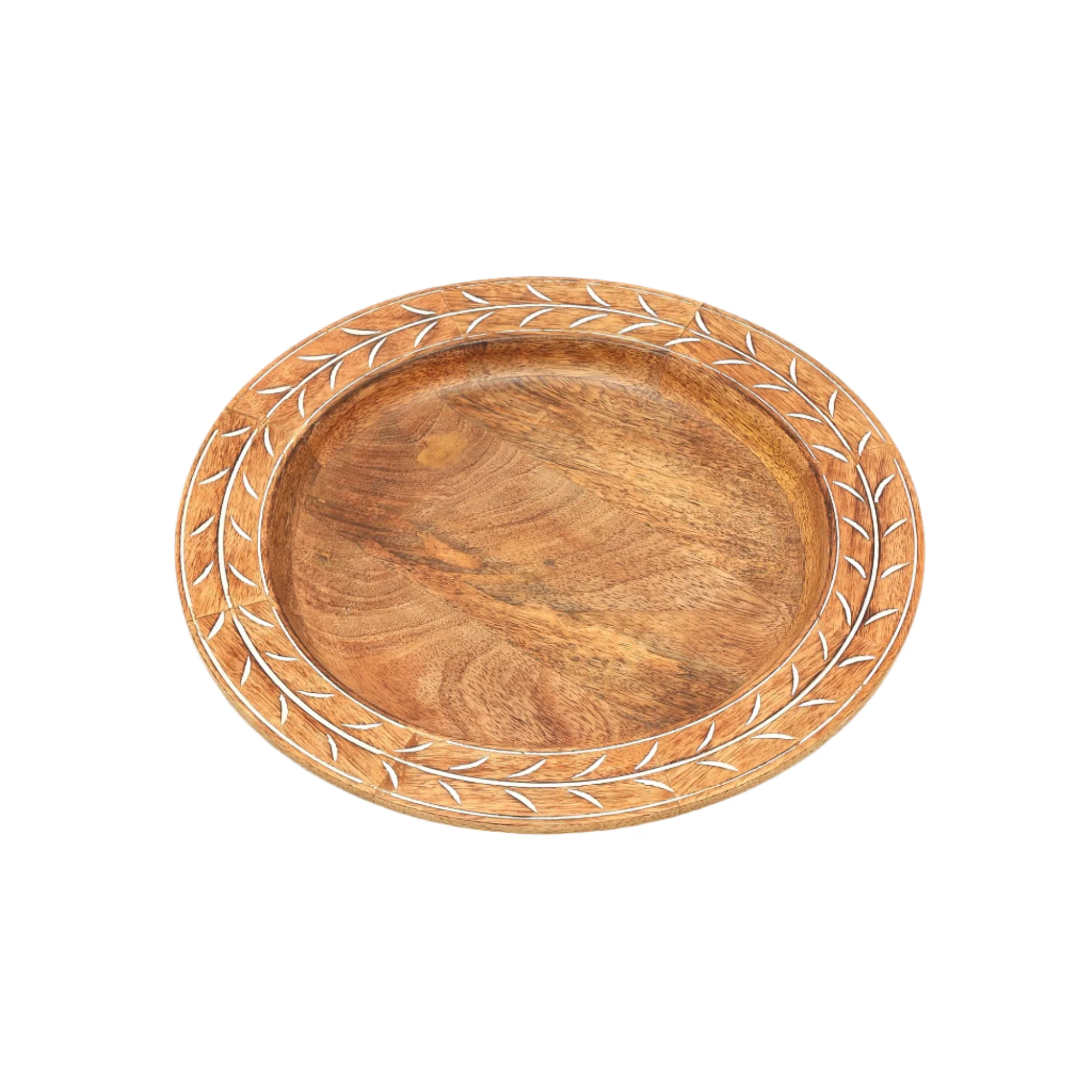 Etched Botanical Handcrafted 13" Wood Charger Plate - Image 2