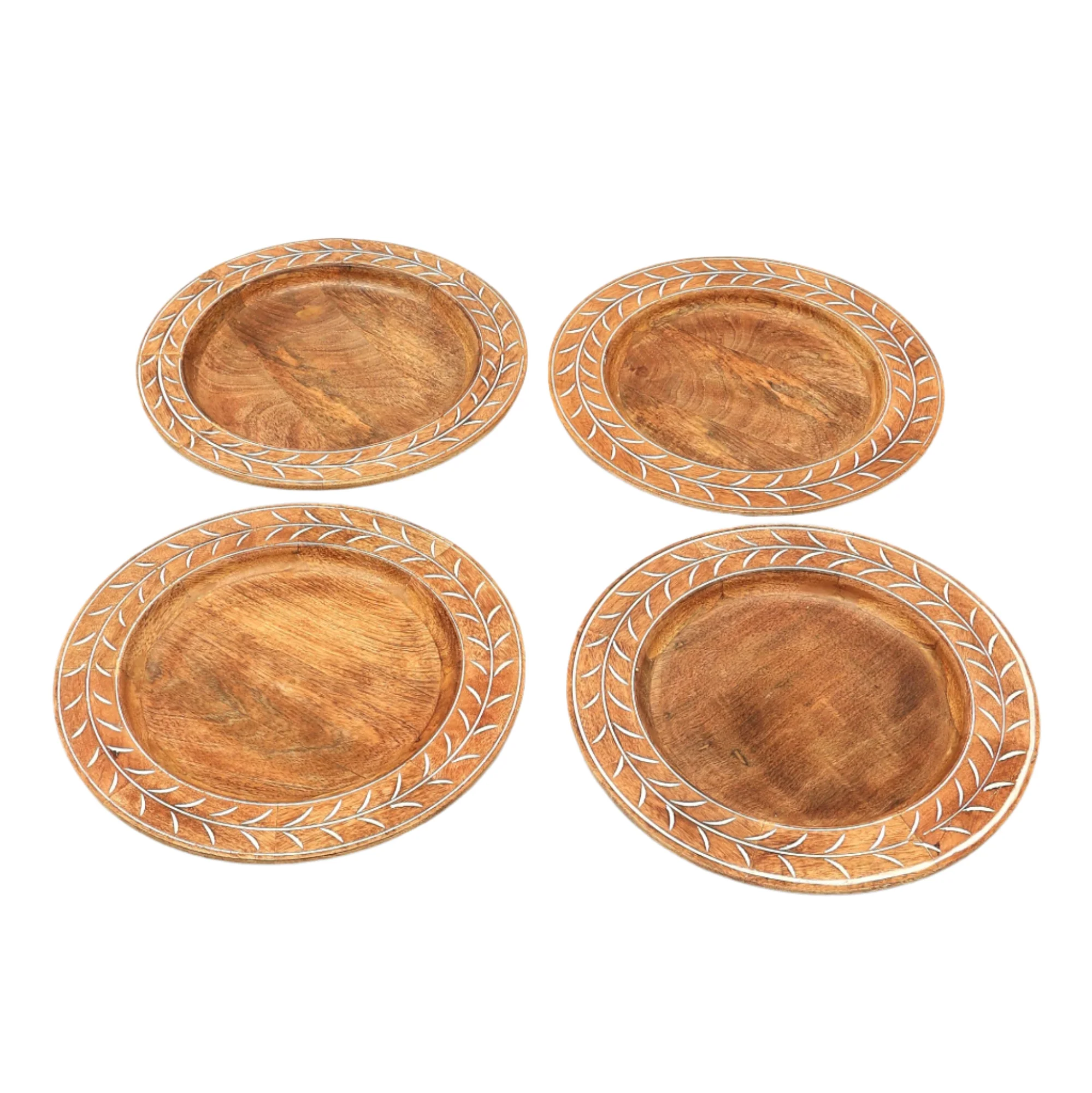 Etched Botanical Handcrafted 13" Wood Charger Plate - Image 6
