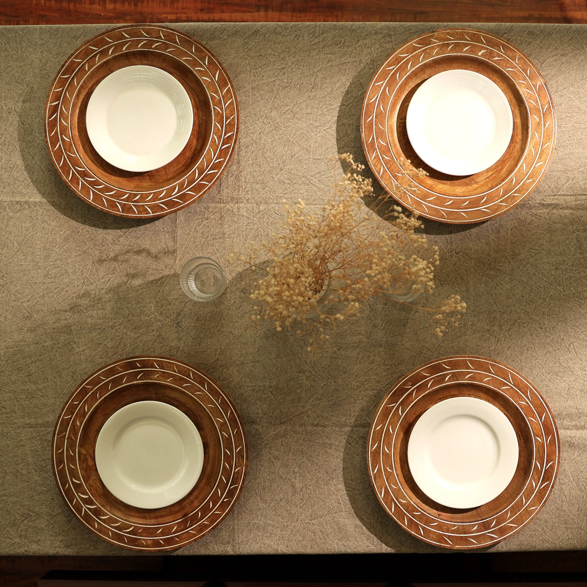 Etched Botanical Handcrafted 13" Wood Charger Plate - Image 9