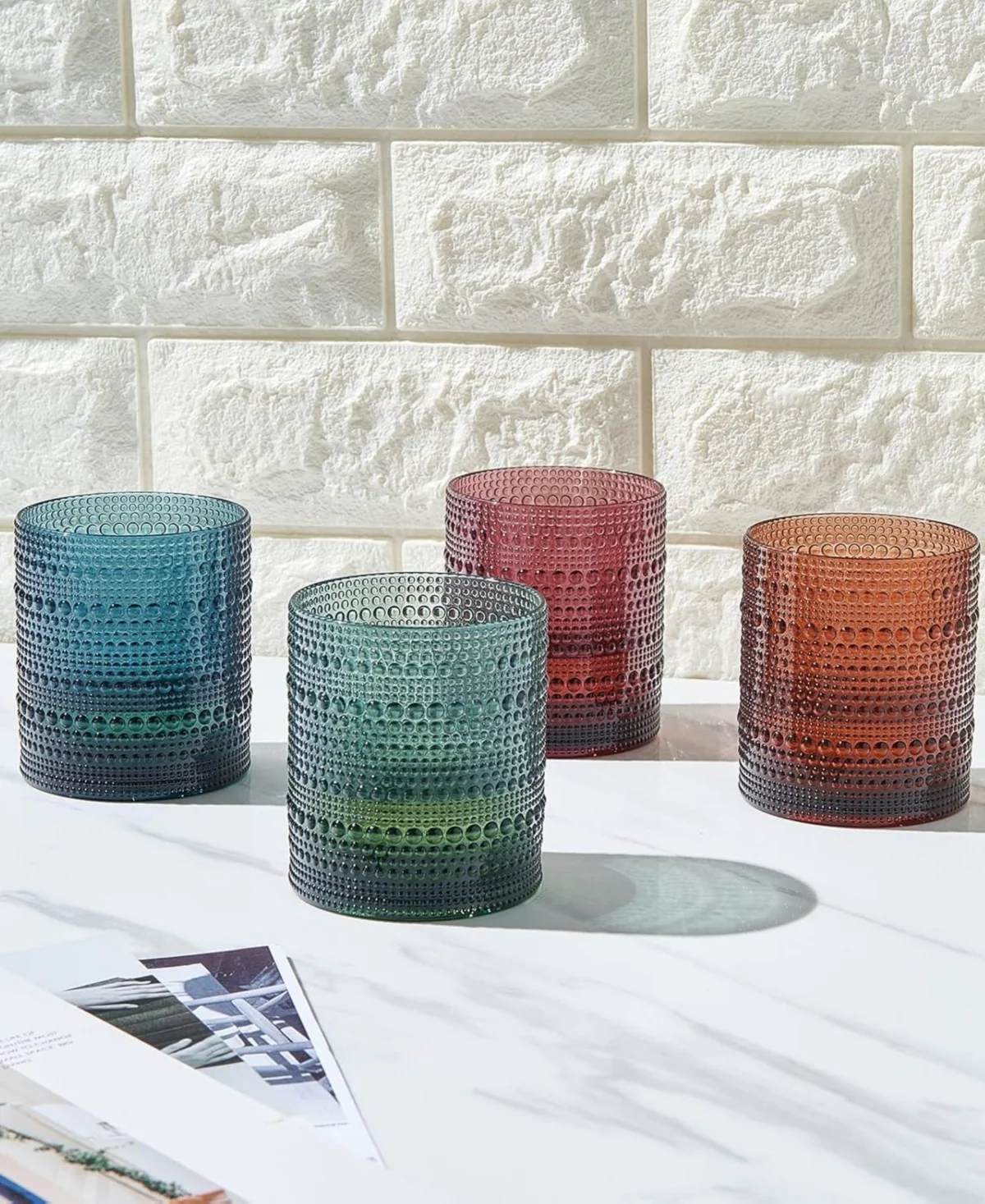 Evening Gem Hobnail Acrylic Reusable Glasses Set of 4 - Image 3