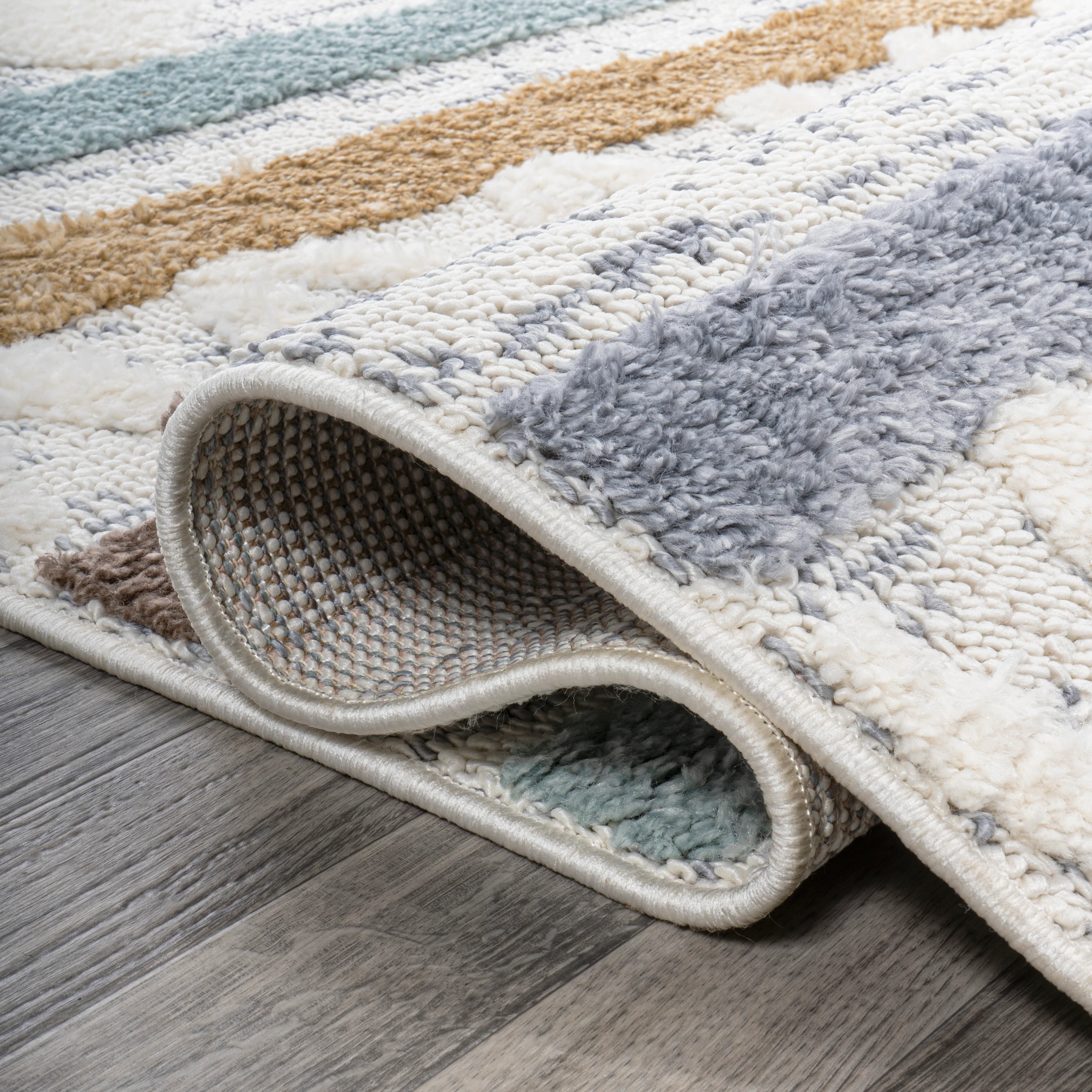 Faiza Moroccan Striped Geometric High-Low Area Rug - Image 3