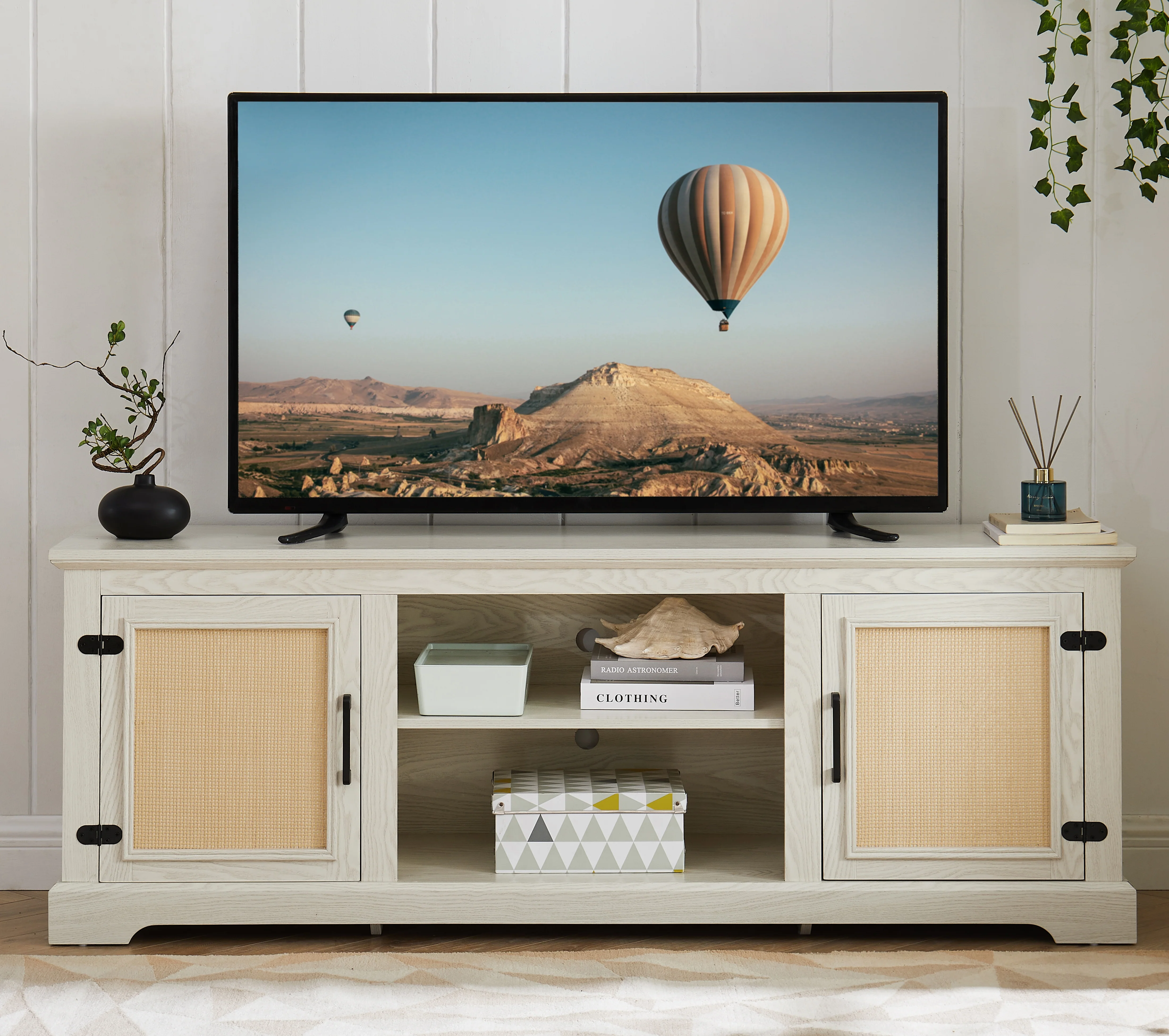 Farmhouse Rattan TV Stand - Image 3