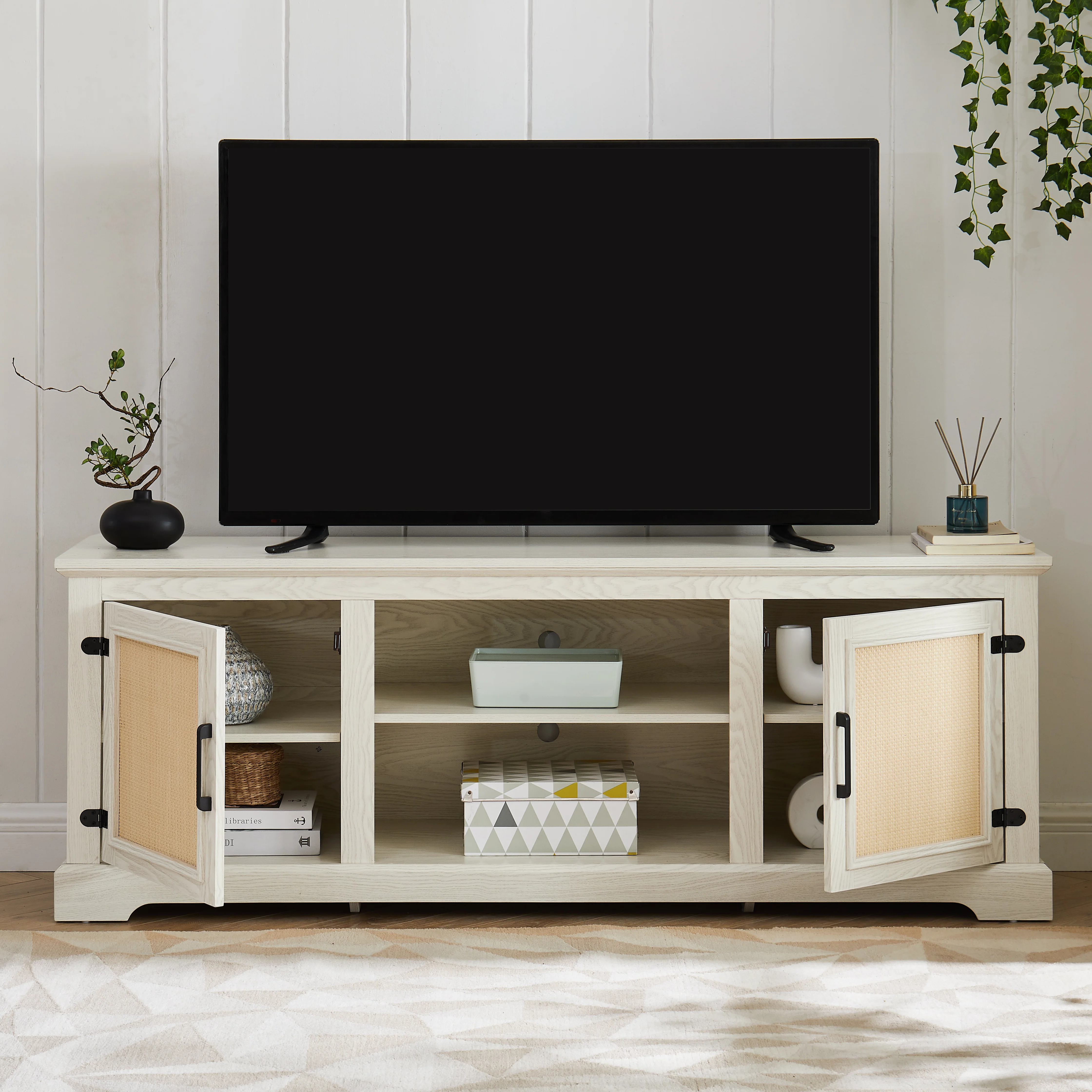 Farmhouse Rattan TV Stand - Image 4