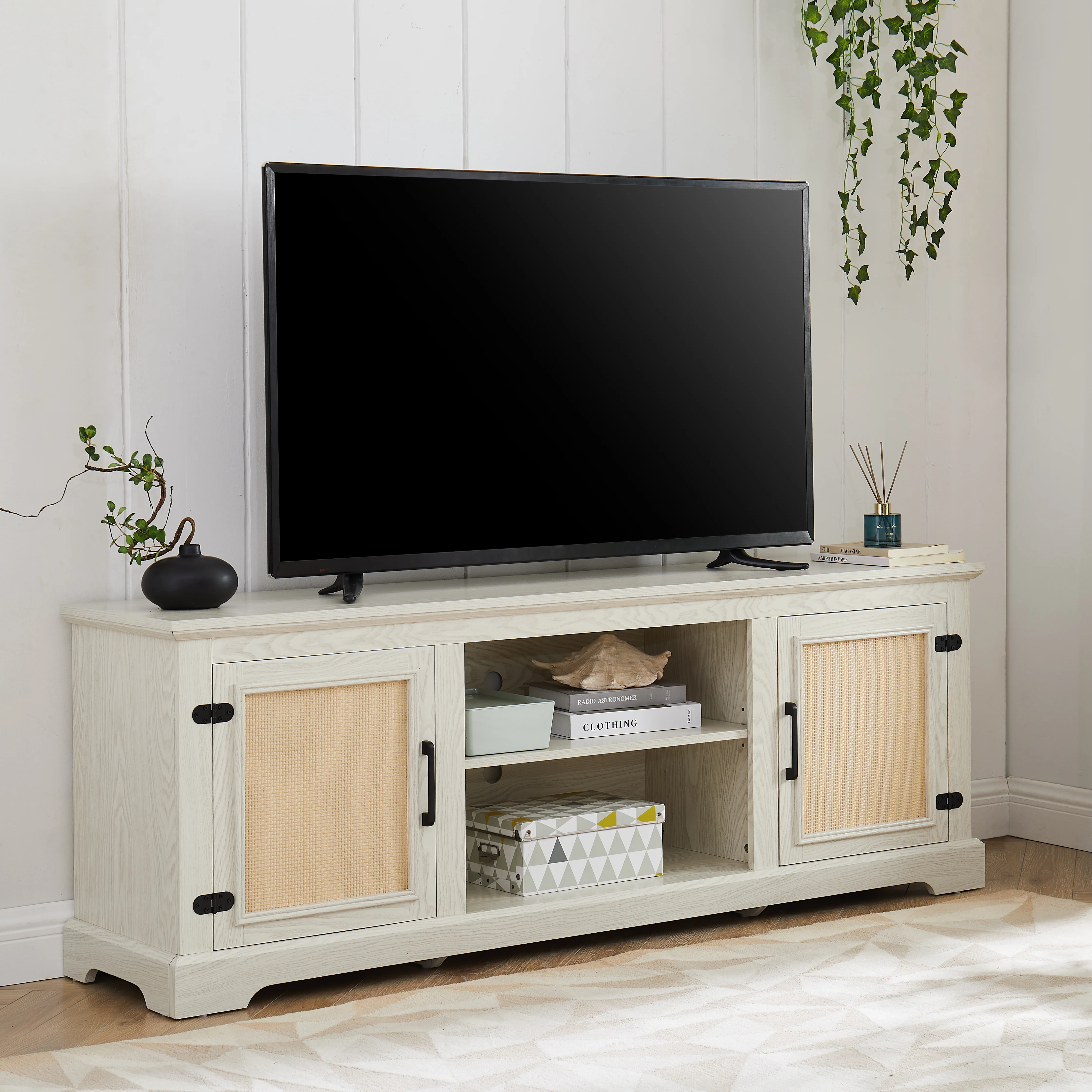 Farmhouse Rattan TV Stand - Image 5
