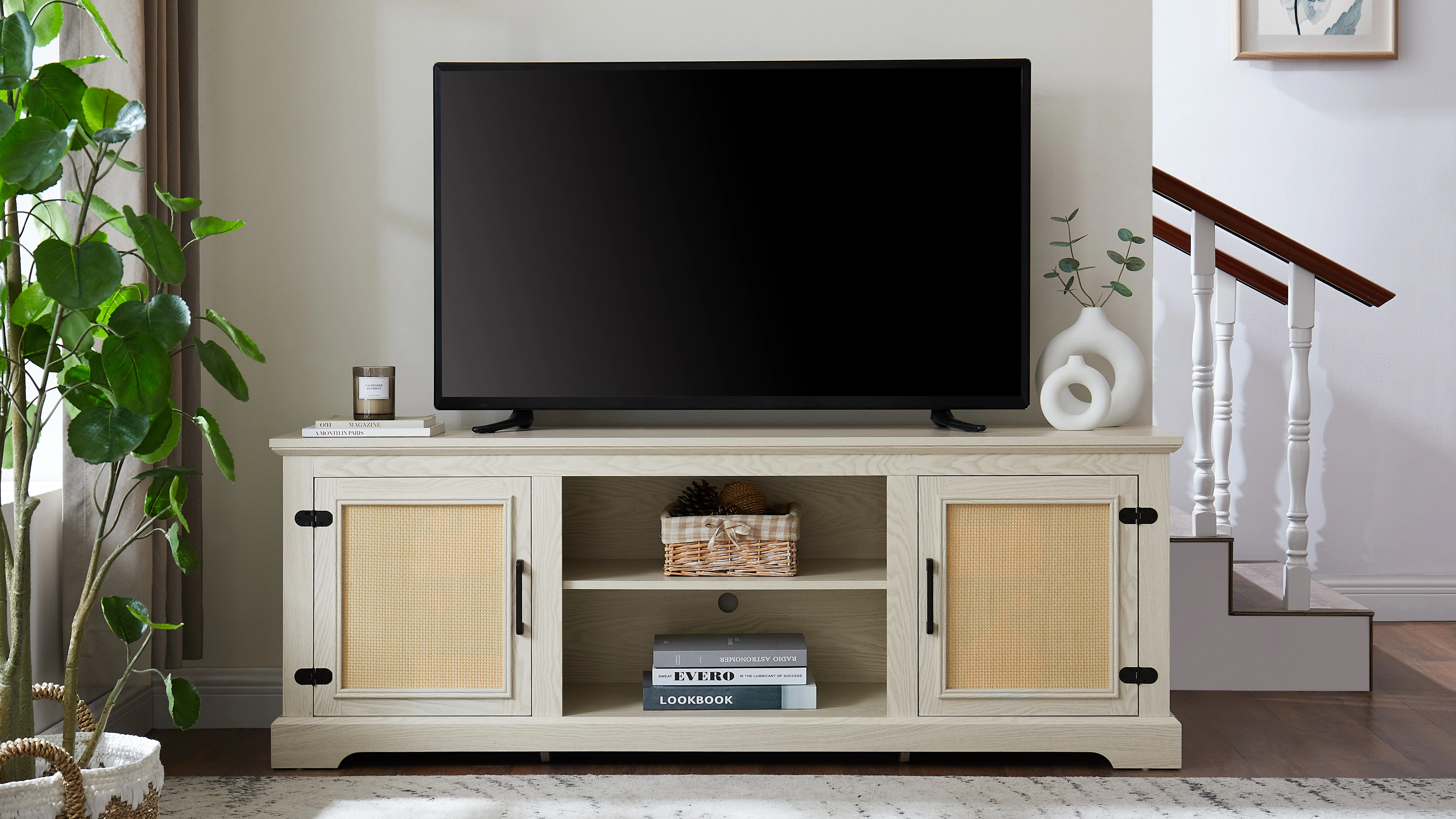 Farmhouse Rattan TV Stand - Image 8