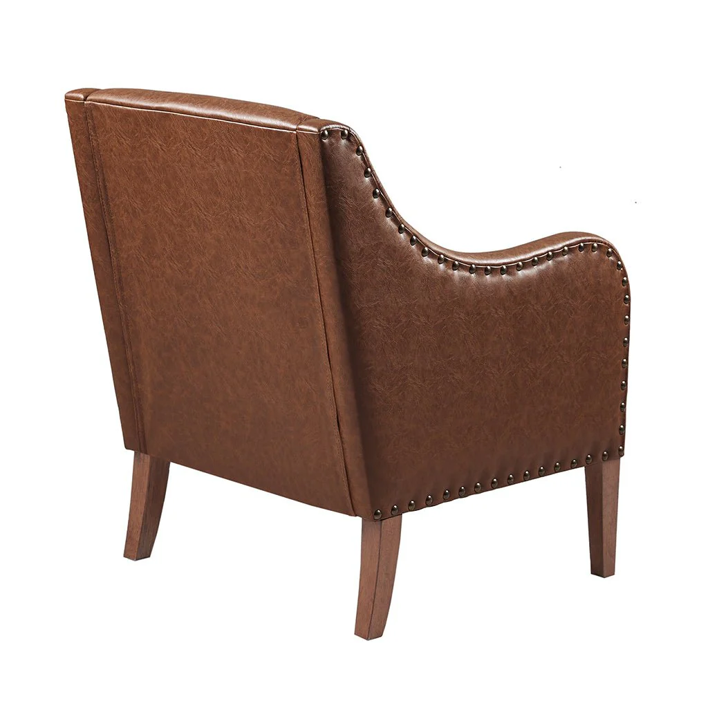 Faux Leather Accent Chair with Classic Bronze Nailhead - Image 3