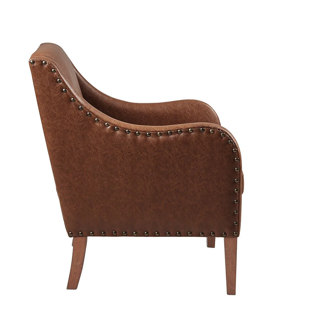 Faux Leather Accent Chair with Classic Bronze Nailhead - Image 4