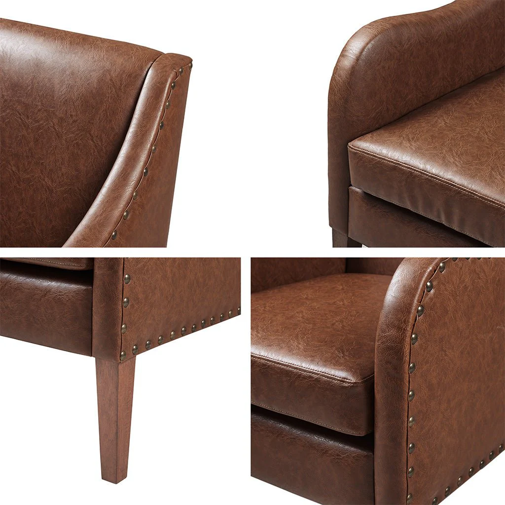 Faux Leather Accent Chair with Classic Bronze Nailhead - Image 5