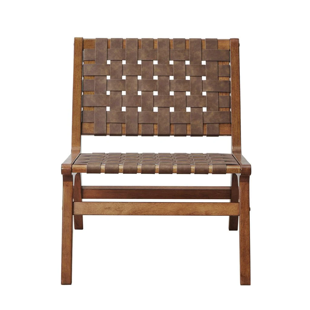 Faux Leather Woven Accent Chair - Image 3