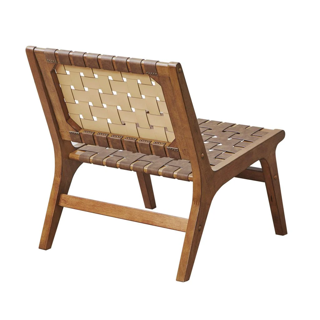 Faux Leather Woven Accent Chair - Image 5