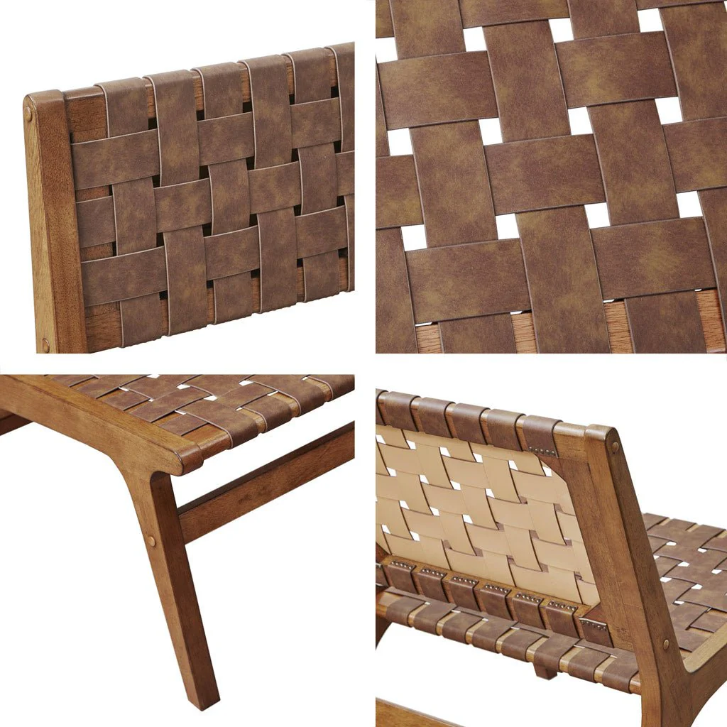 Faux Leather Woven Accent Chair - Image 6