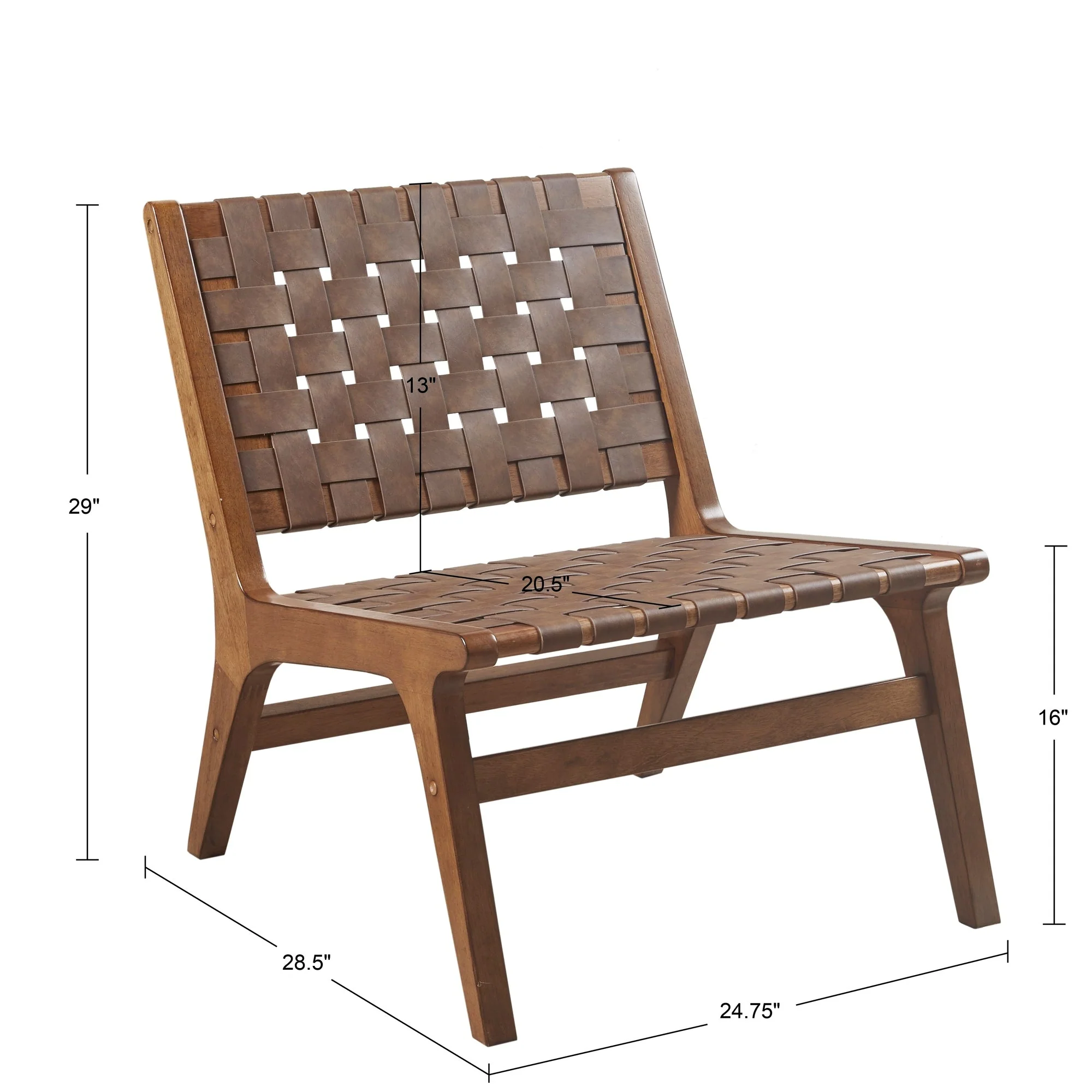 Faux Leather Woven Accent Chair - Image 7