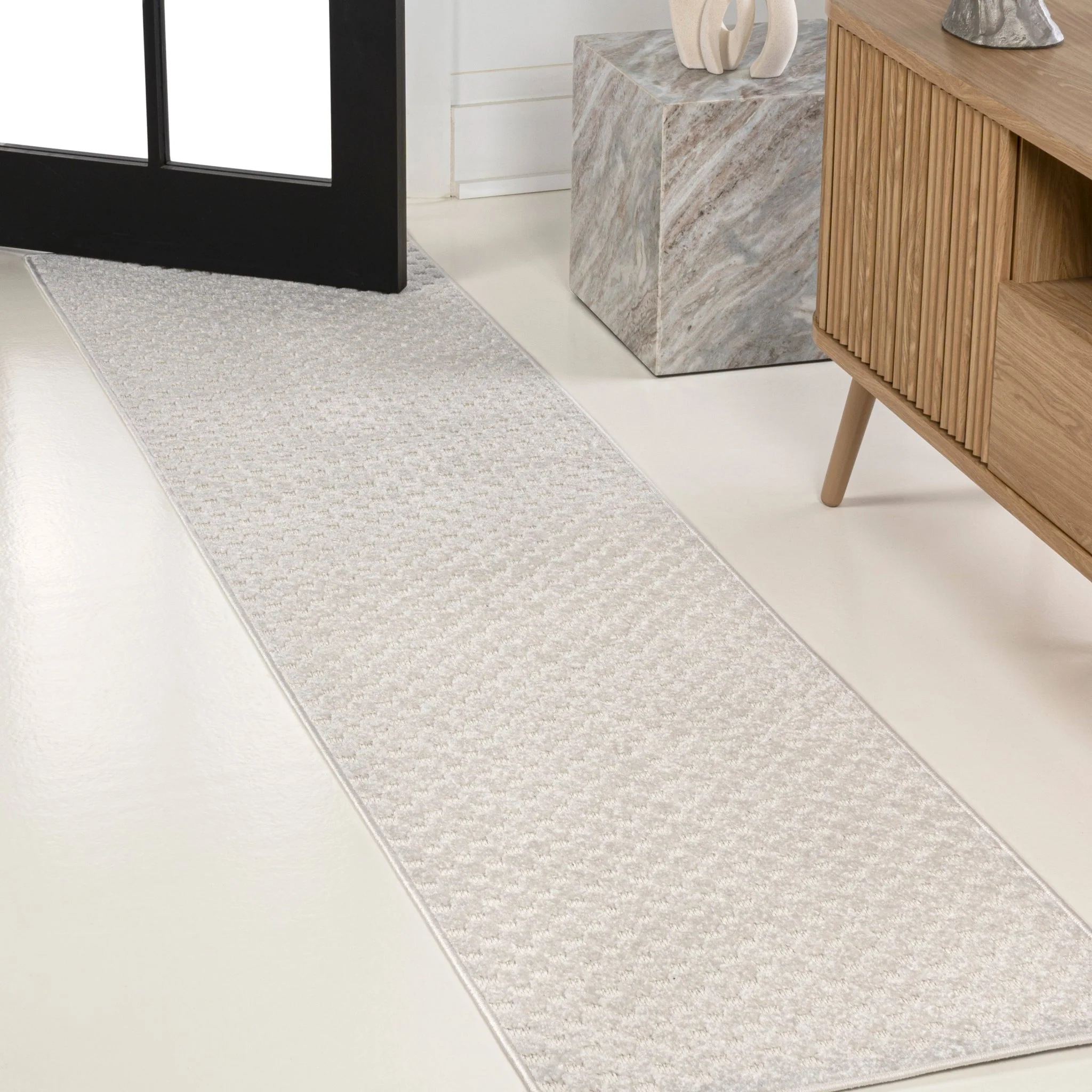 Finn High-Low Modern Minimalist Checkered Monotone Indoor/Outdoor Area Rug - Image 10