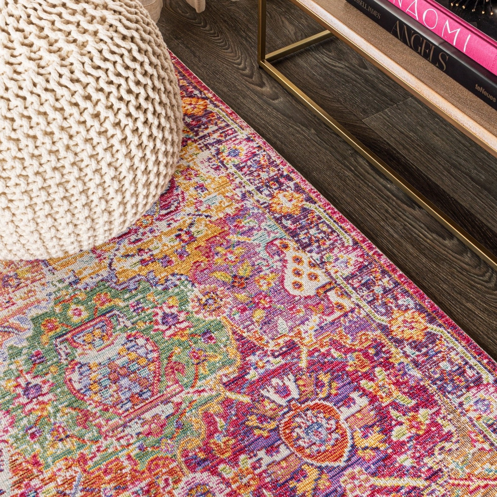 Flori Bohemian Medallion Deep Fuchsia Area Rug - Image 10