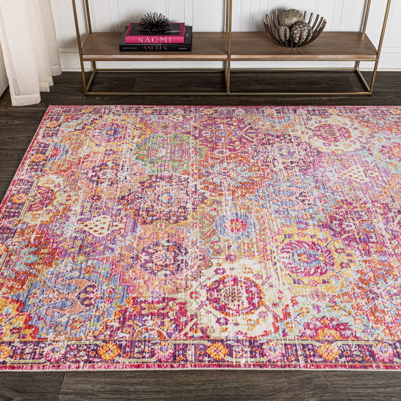 Flori Bohemian Medallion Deep Fuchsia Area Rug - Image 4
