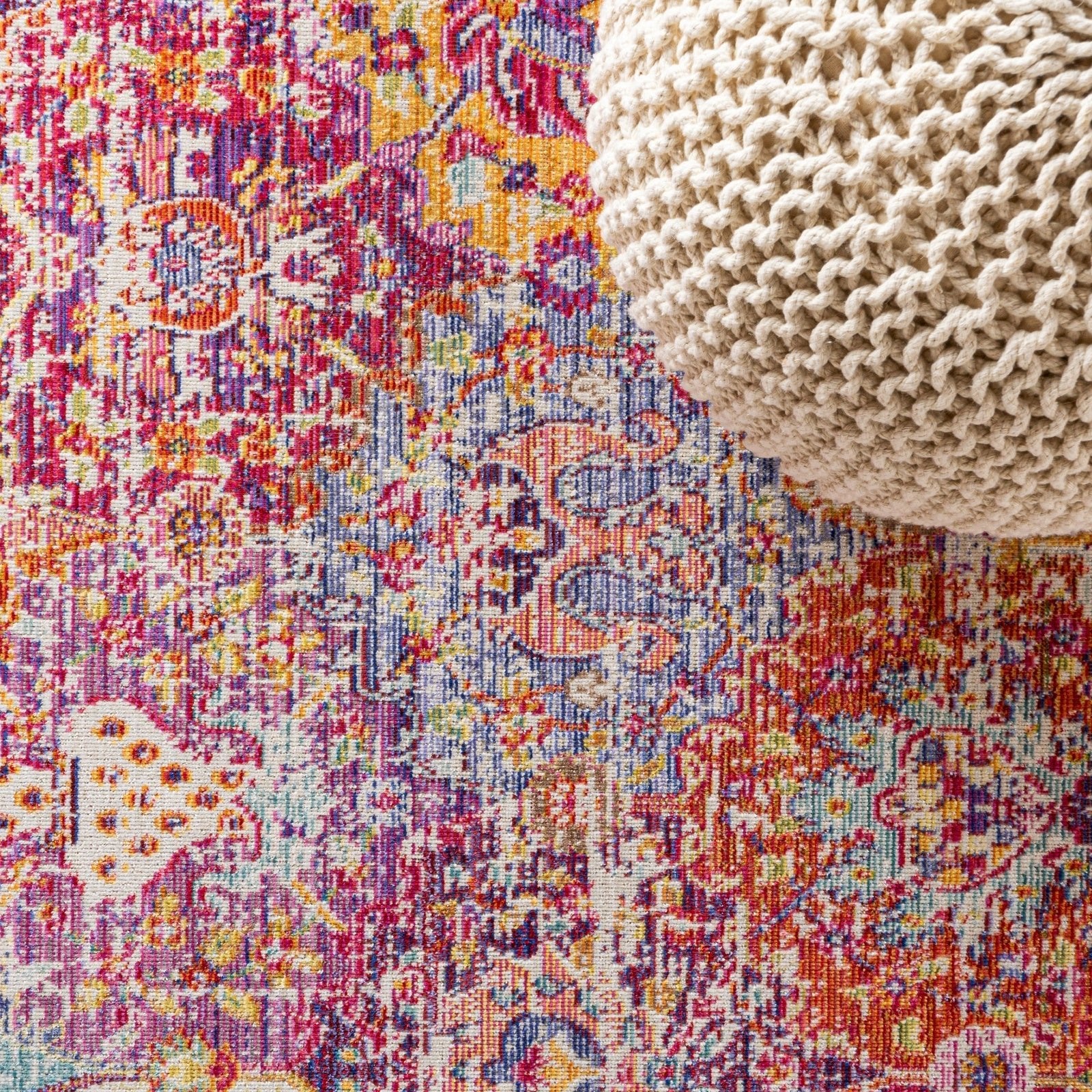 Flori Bohemian Medallion Deep Fuchsia Area Rug - Image 5