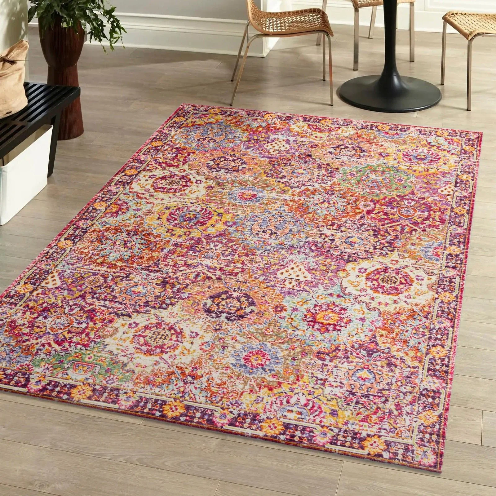 Flori Bohemian Medallion Deep Fuchsia Area Rug - Image 7