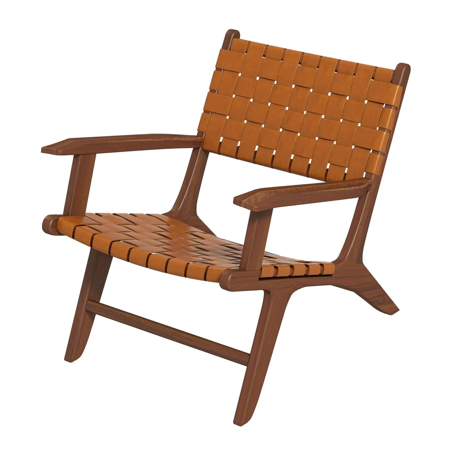 Flourish Leather Teak Wood Lounge Chair - Image 4
