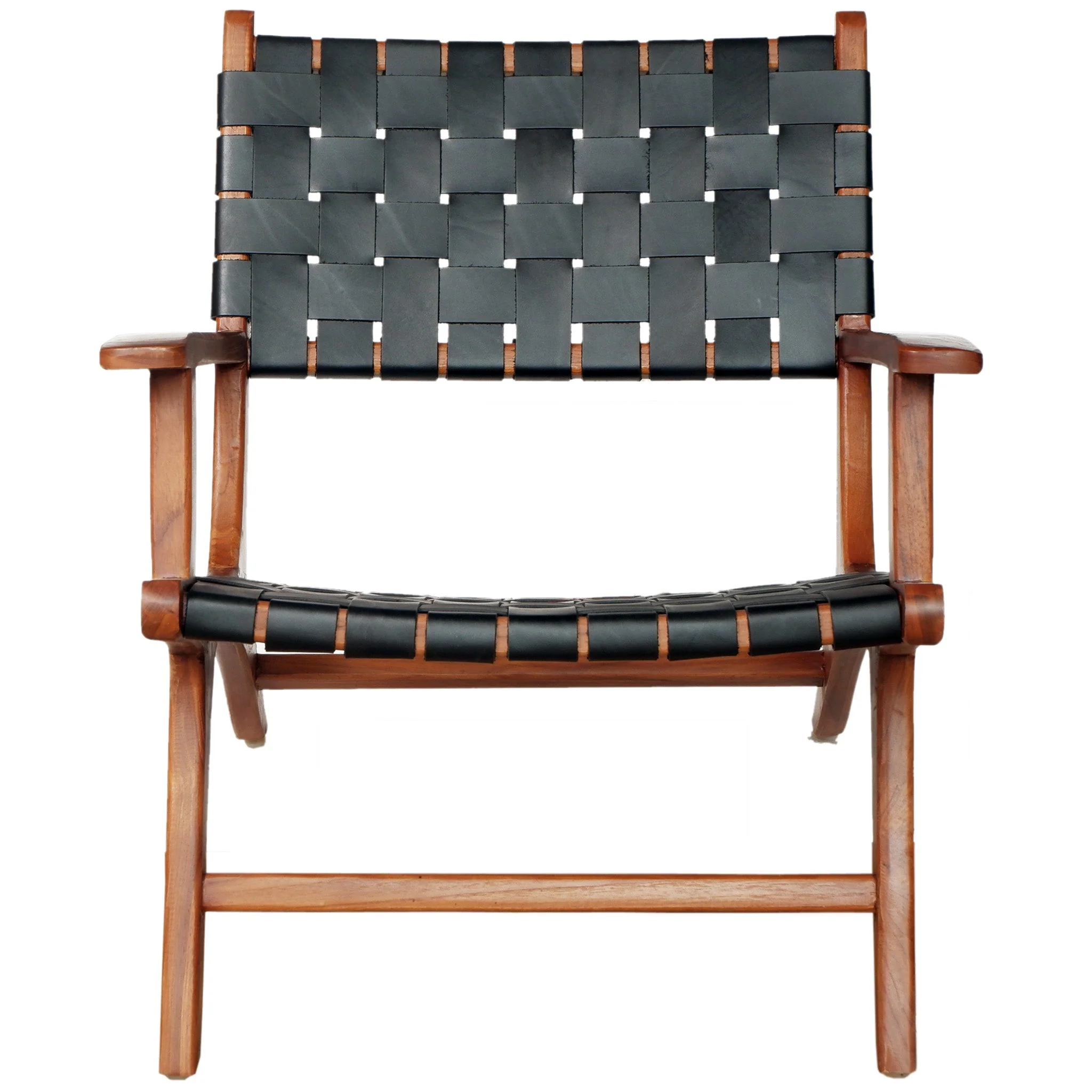 Flourish Leather Teak Wood Lounge Chair - Image 5