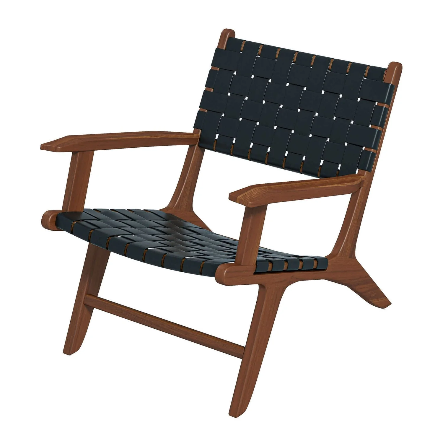 Flourish Leather Teak Wood Lounge Chair - Image 7