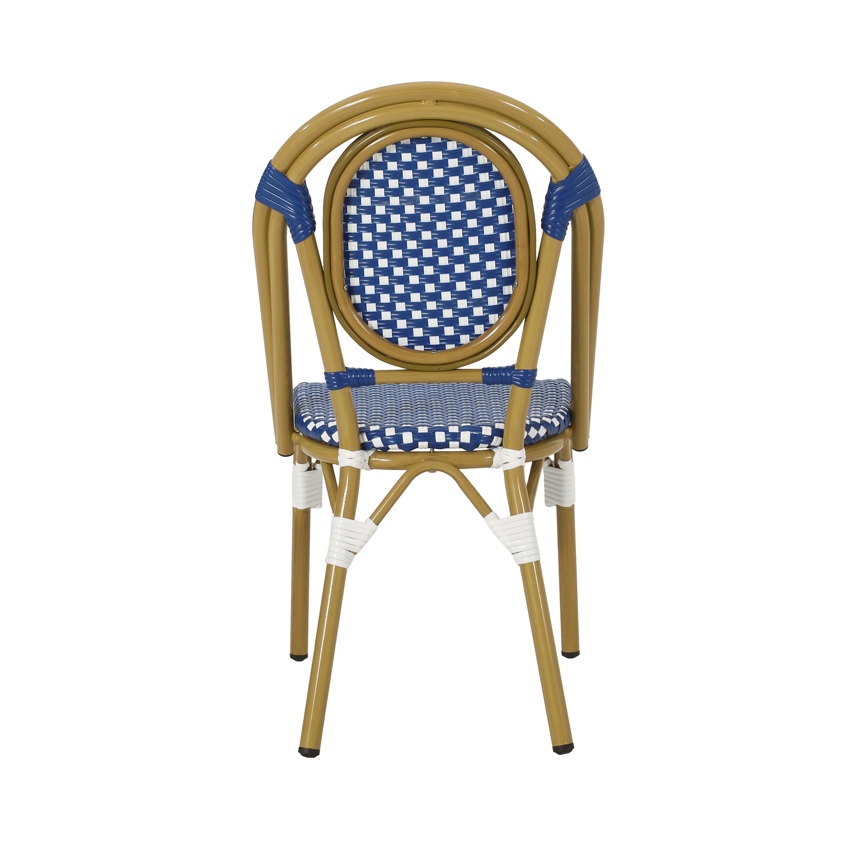 French Bistro Outdoor Dining Chairs, Set of 2 Blue & White - Image 10