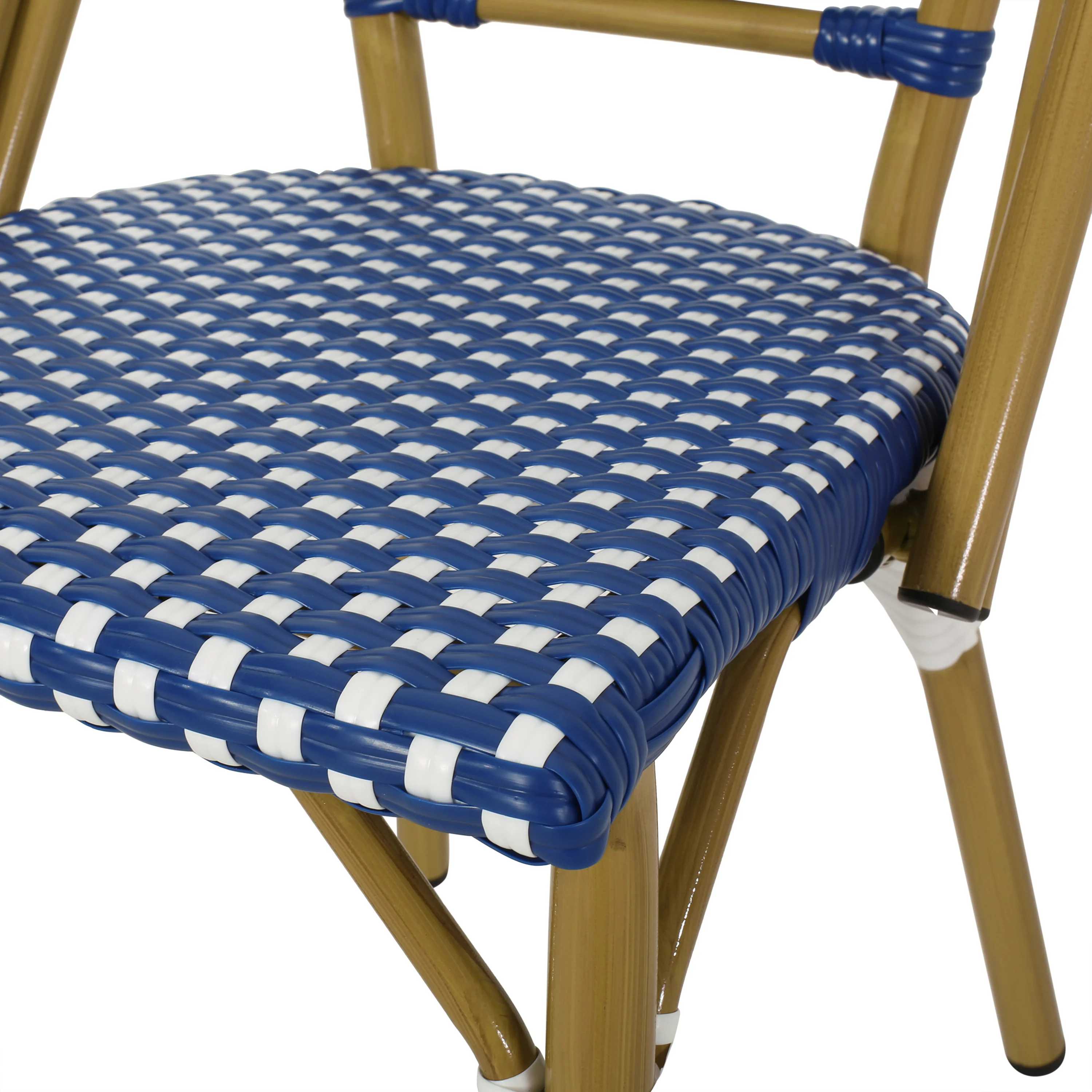 French Bistro Outdoor Dining Chairs, Set of 2 Blue & White - Image 12