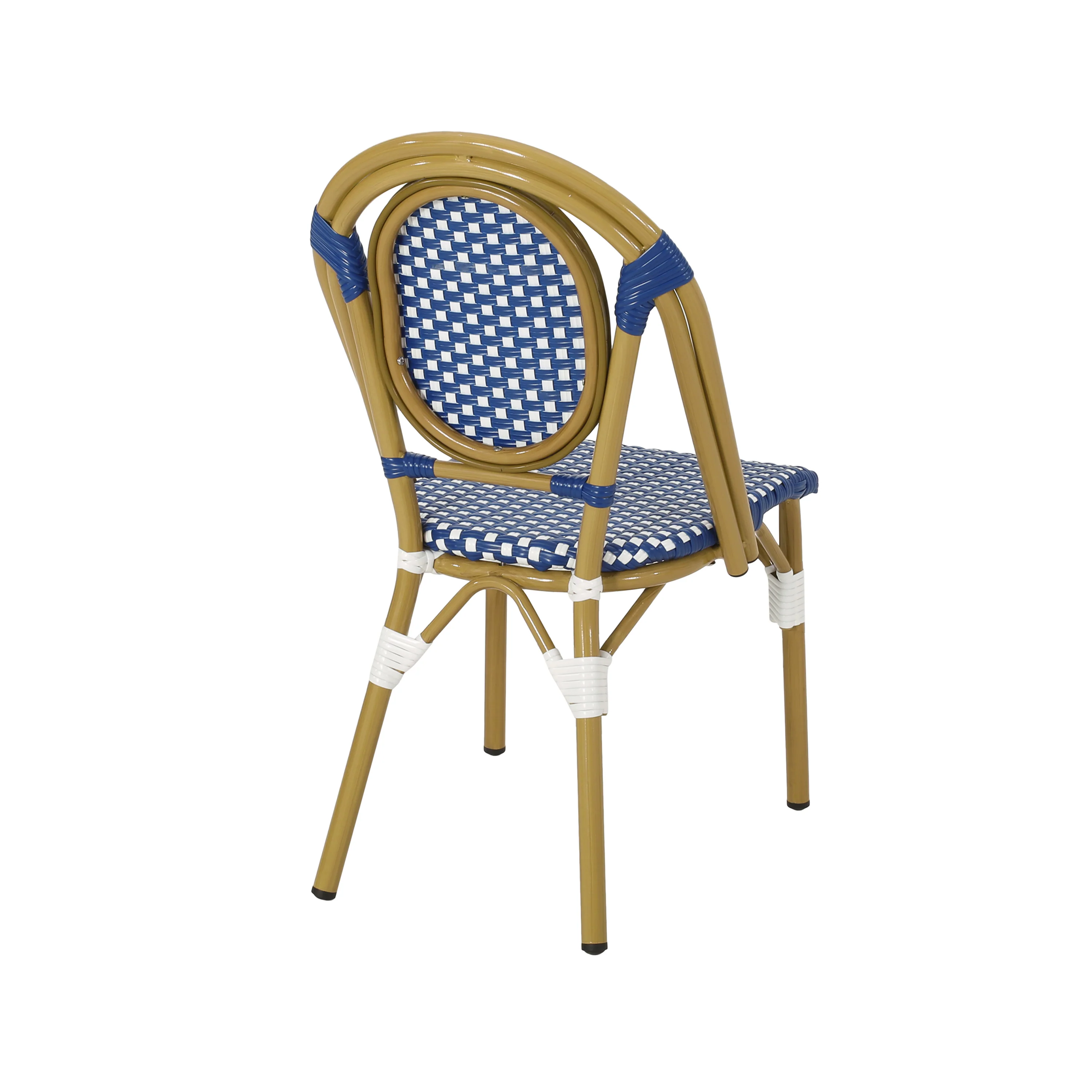 French Bistro Outdoor Dining Chairs, Set of 2 Blue & White - Image 7