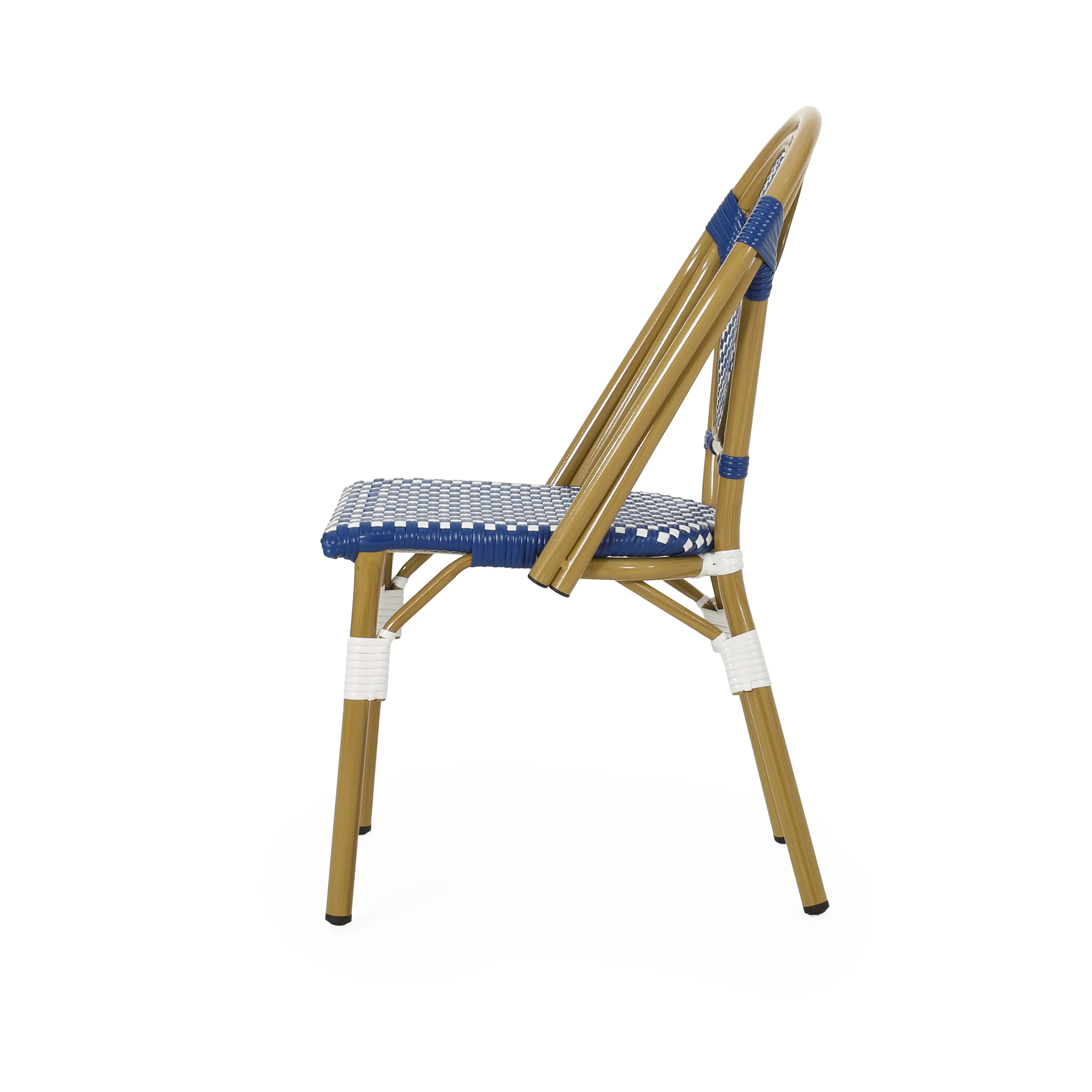 French Bistro Outdoor Dining Chairs, Set of 2 Blue & White - Image 8