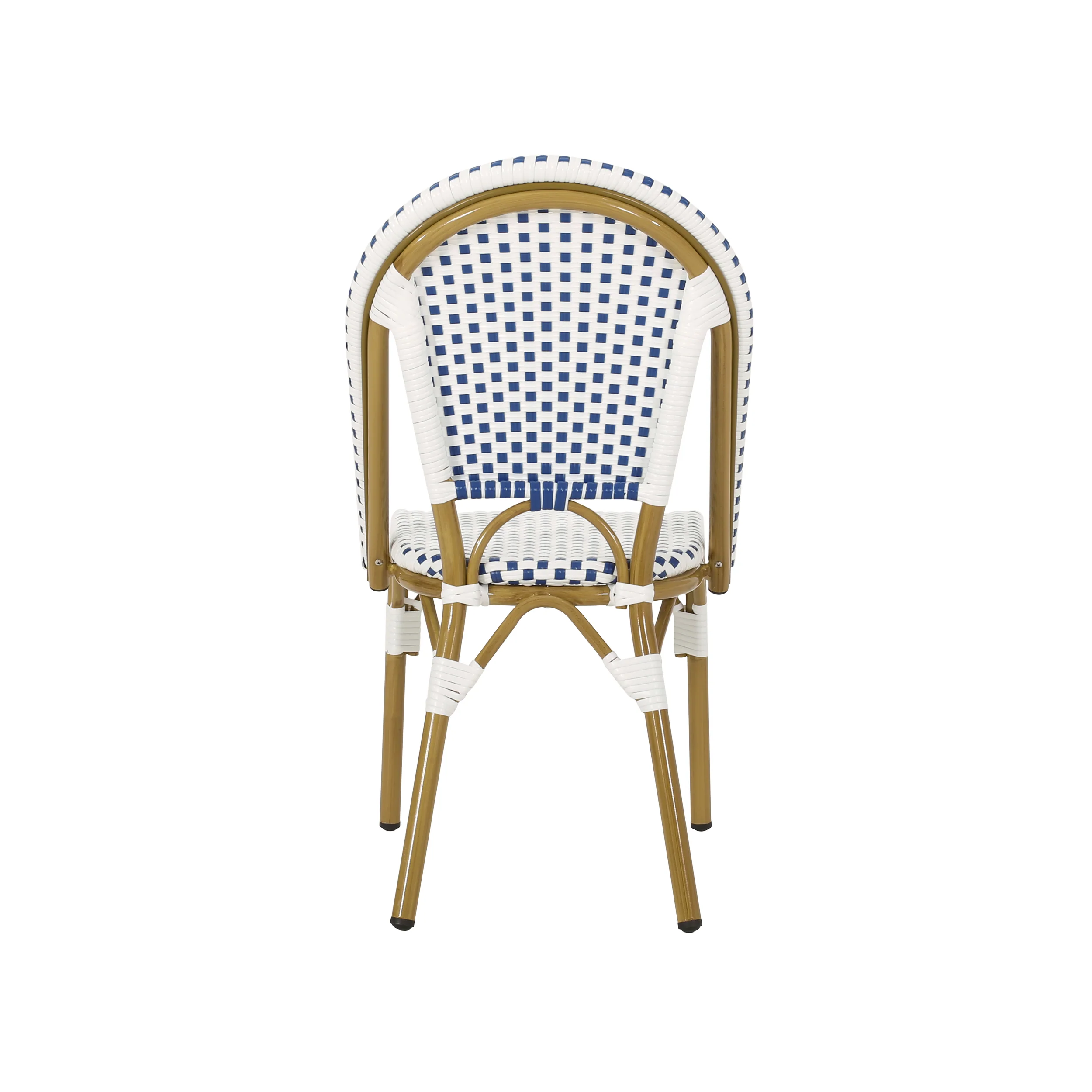 French Bistro Outdoor Dining Chairs, Set of 2 Blue & White - Image 10