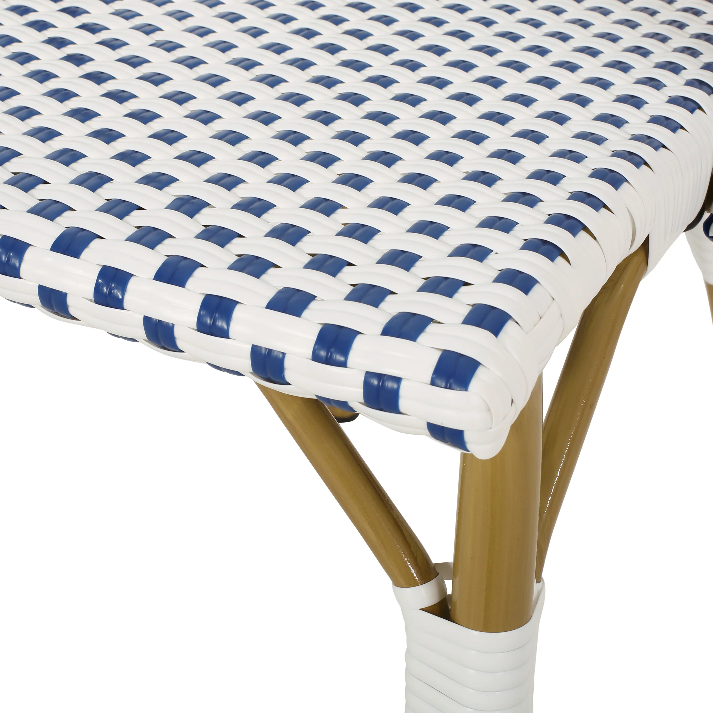 French Bistro Outdoor Dining Chairs, Set of 2 Blue & White - Image 13