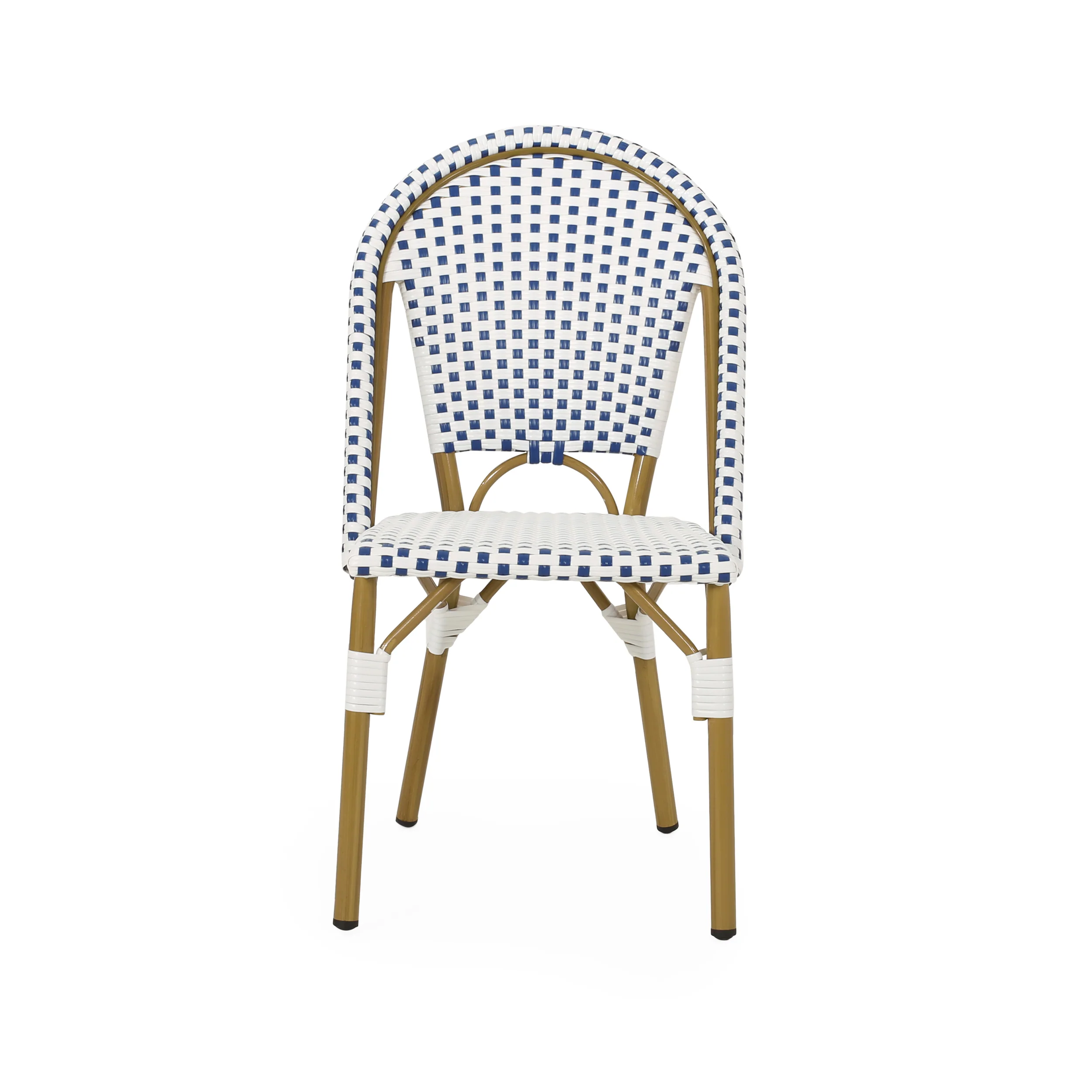 French Bistro Outdoor Dining Chairs, Set of 2 Blue & White - Image 5