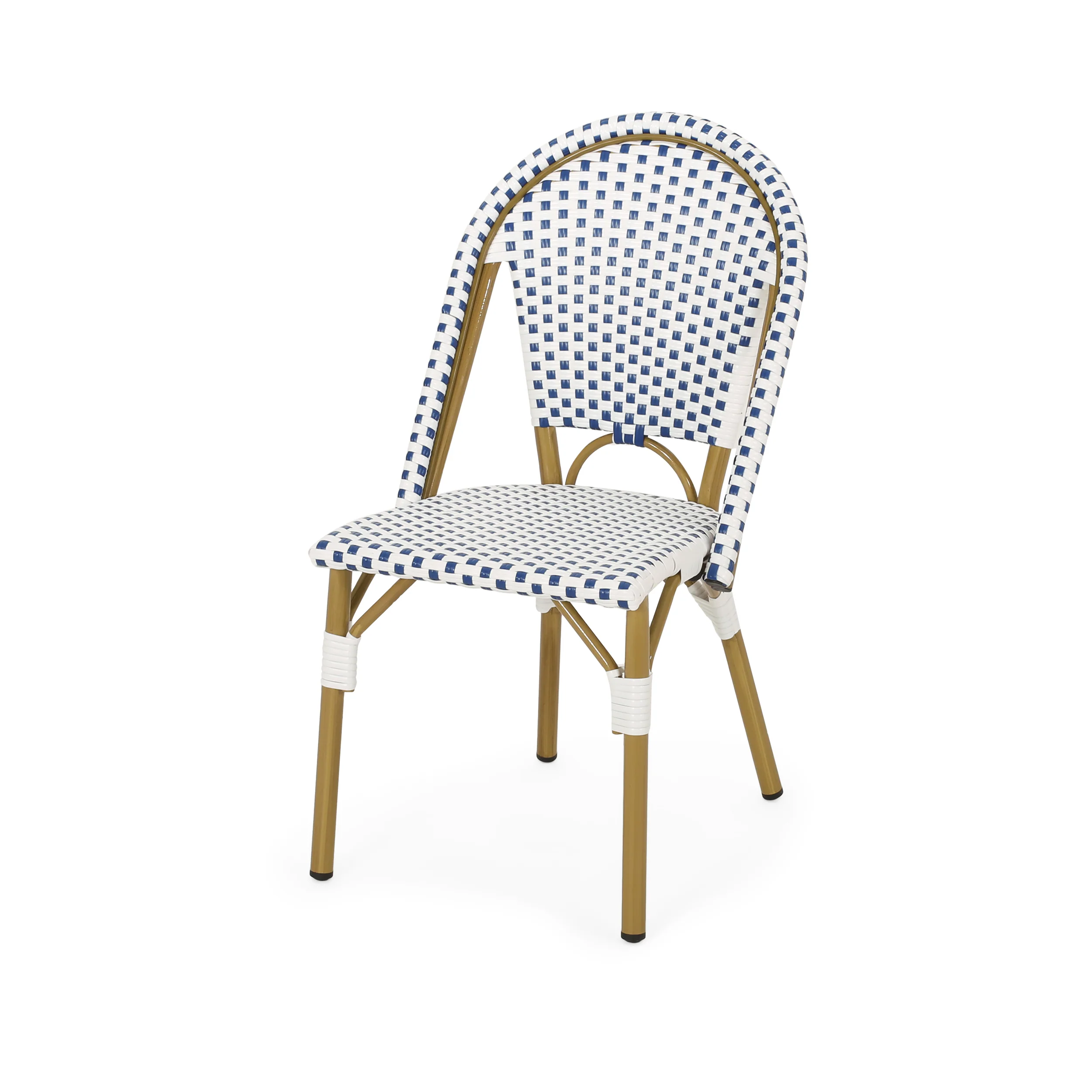 French Bistro Outdoor Dining Chairs, Set of 2 Blue & White - Image 6