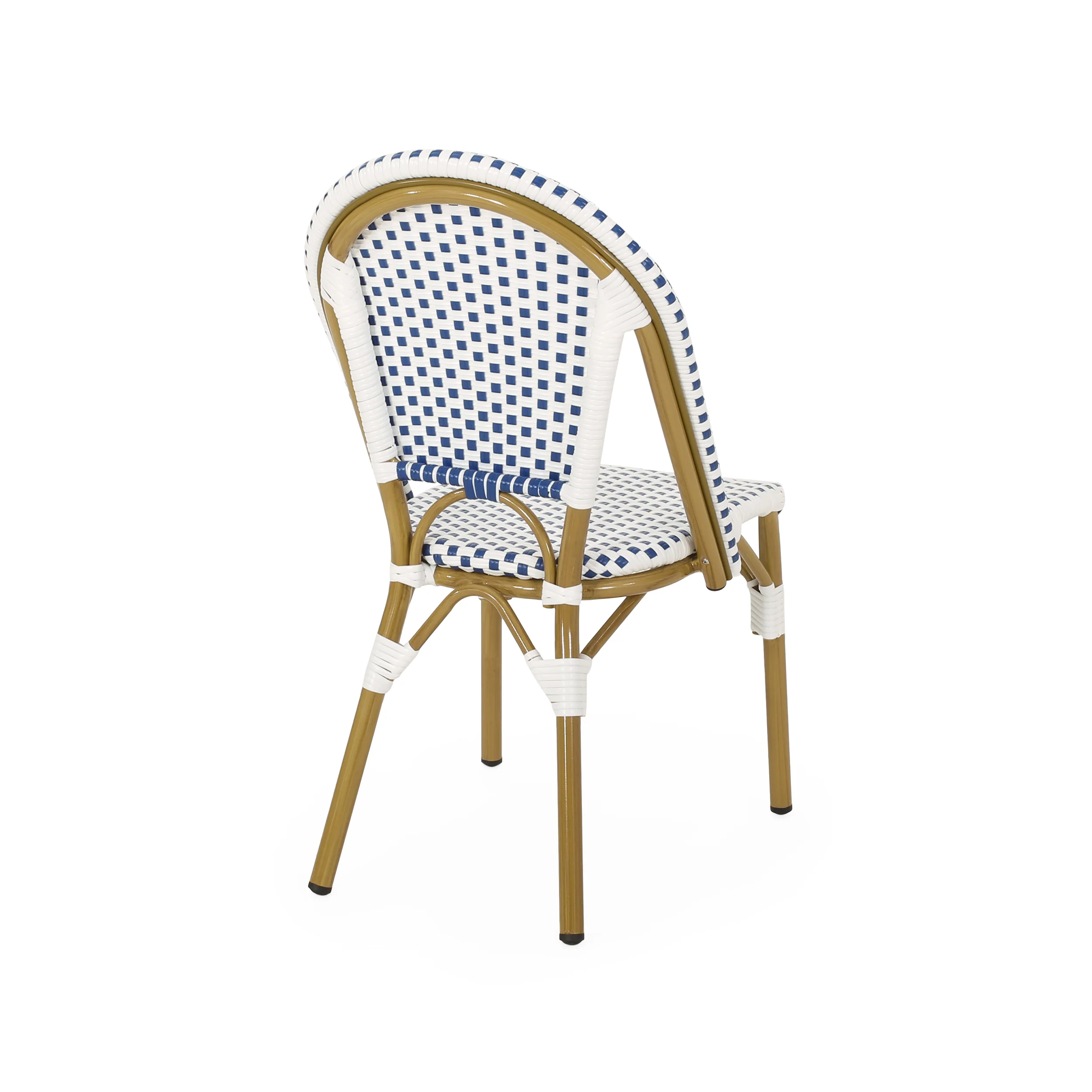 French Bistro Outdoor Dining Chairs, Set of 2 Blue & White - Image 7