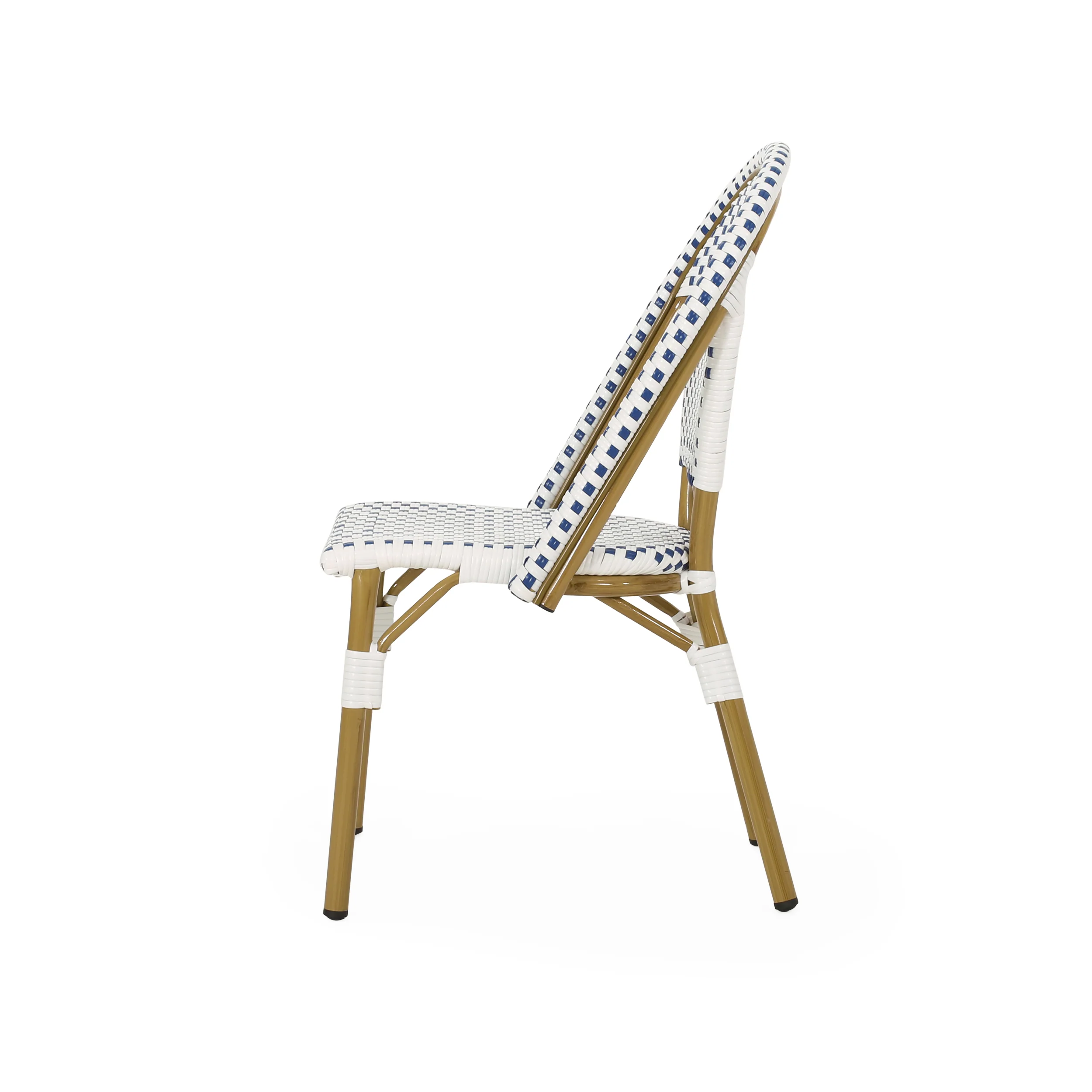 French Bistro Outdoor Dining Chairs, Set of 2 Blue & White - Image 8