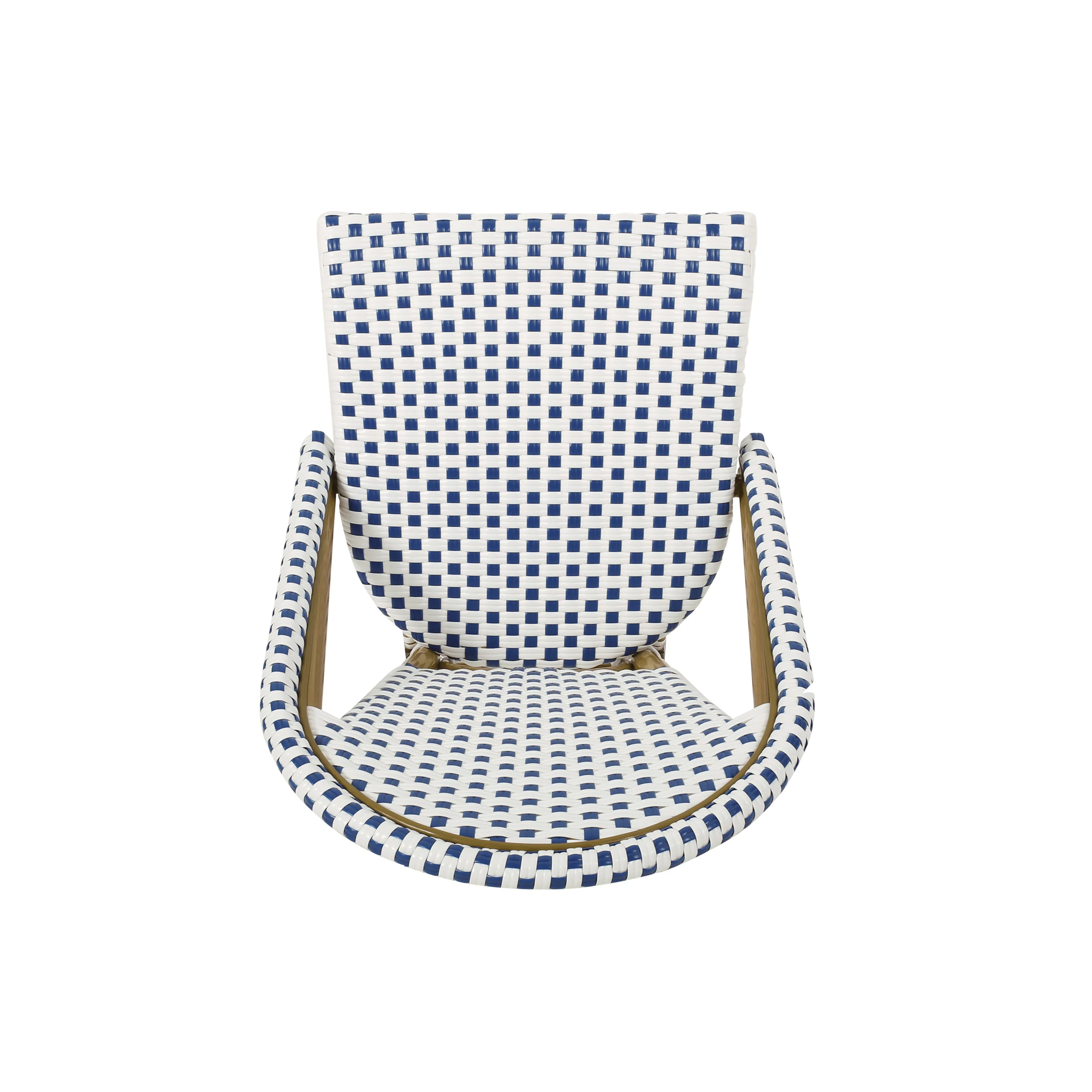 French Bistro Outdoor Dining Chairs, Set of 2 Blue & White - Image 9