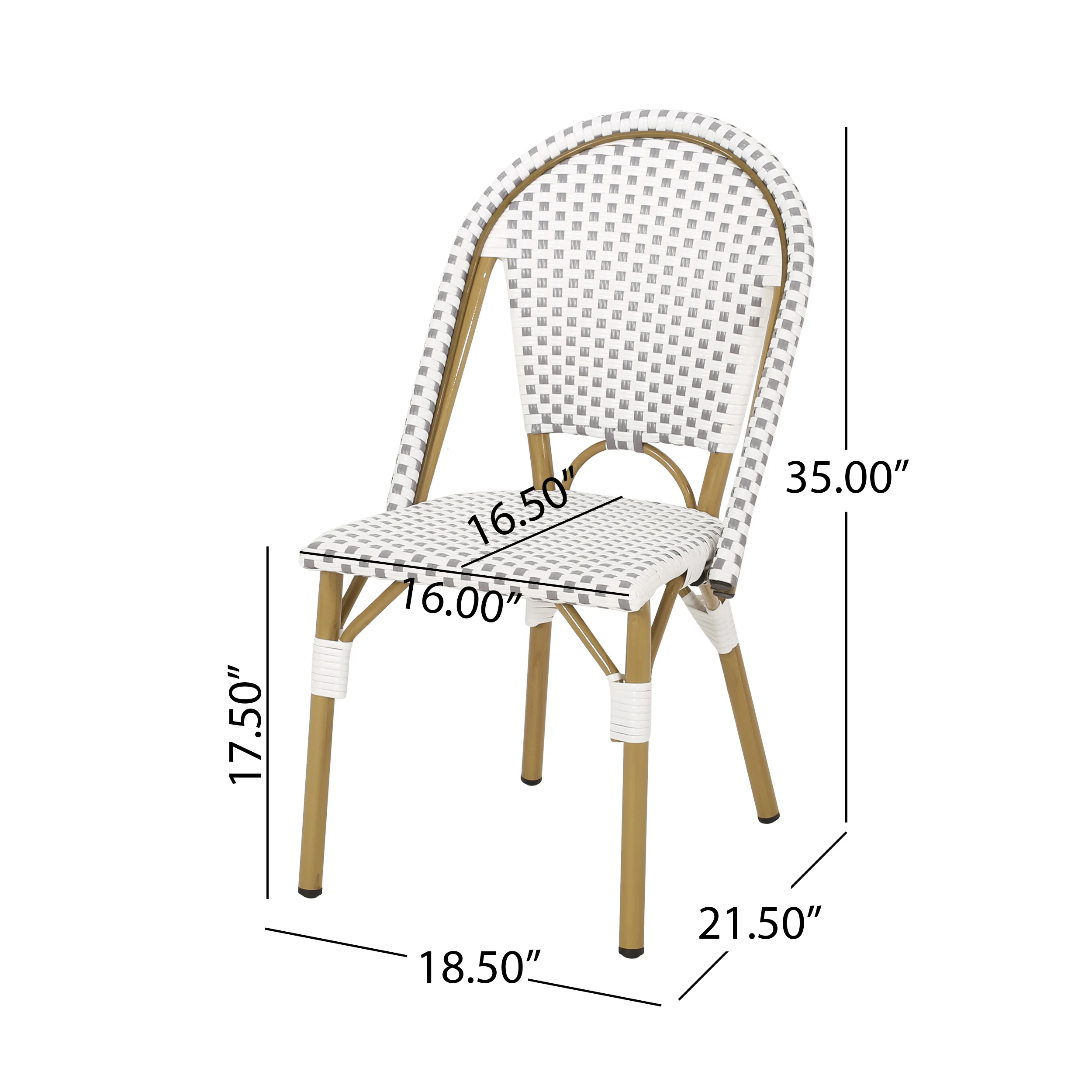 French Bistro Outdoor Dining Chairs, Set of 2 Gray & White - Image 4