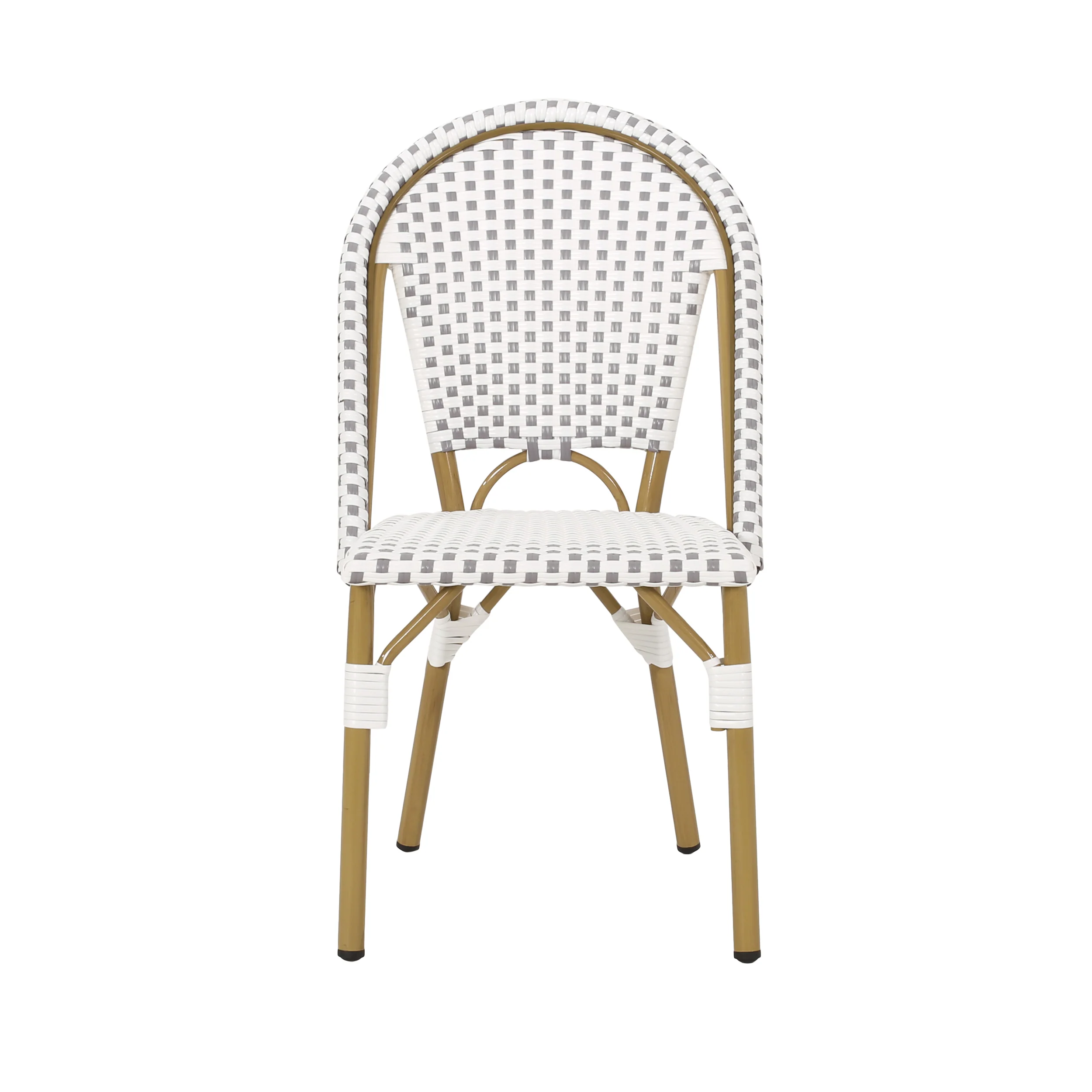French Bistro Outdoor Dining Chairs, Set of 2 Gray & White - Image 5